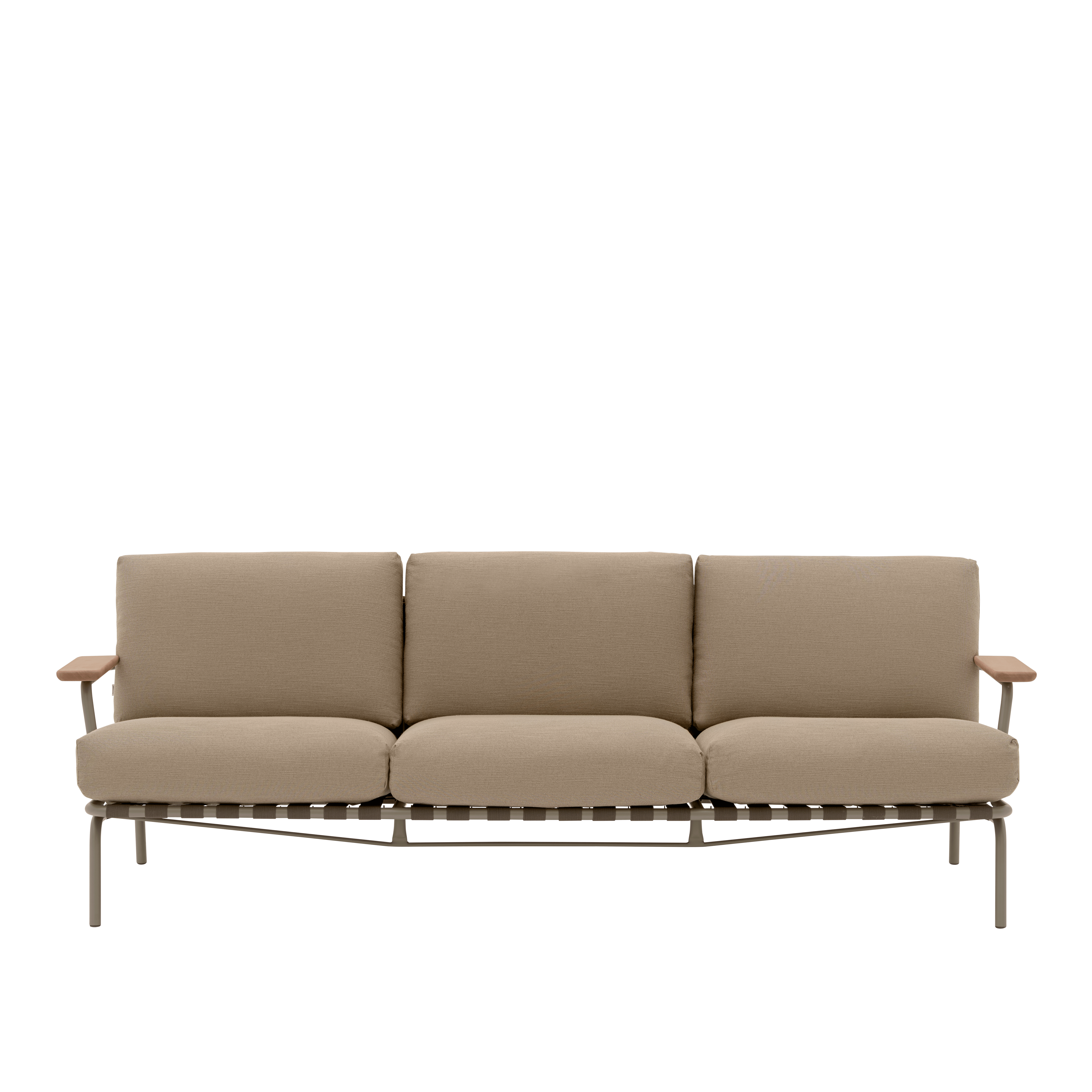 Sofa met armleuningen voor buiten 3-zits SETTLE bruin met taupe basis