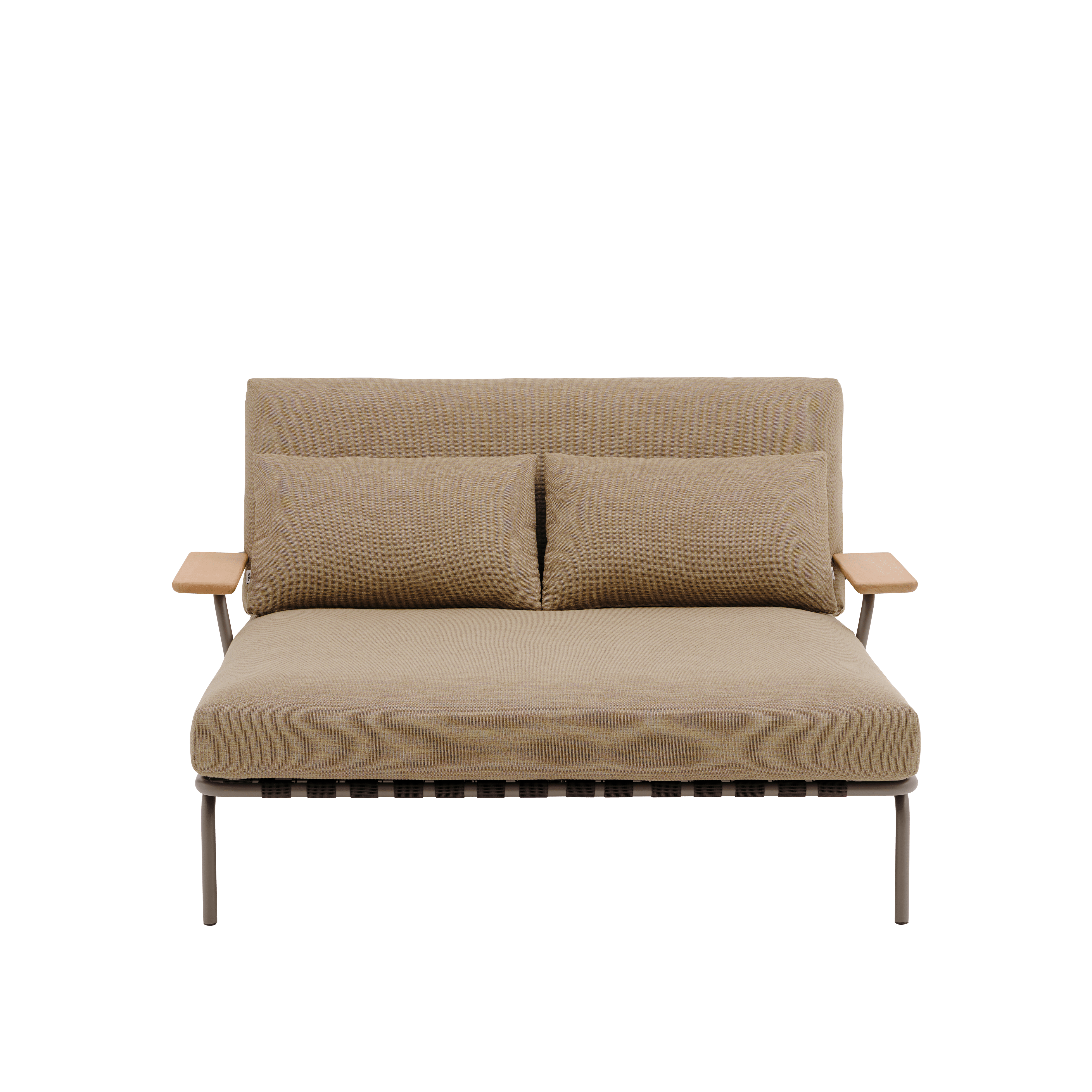 Ligbed met armleuningen buiten SETTLE bruin met taupe basis [Amelia]