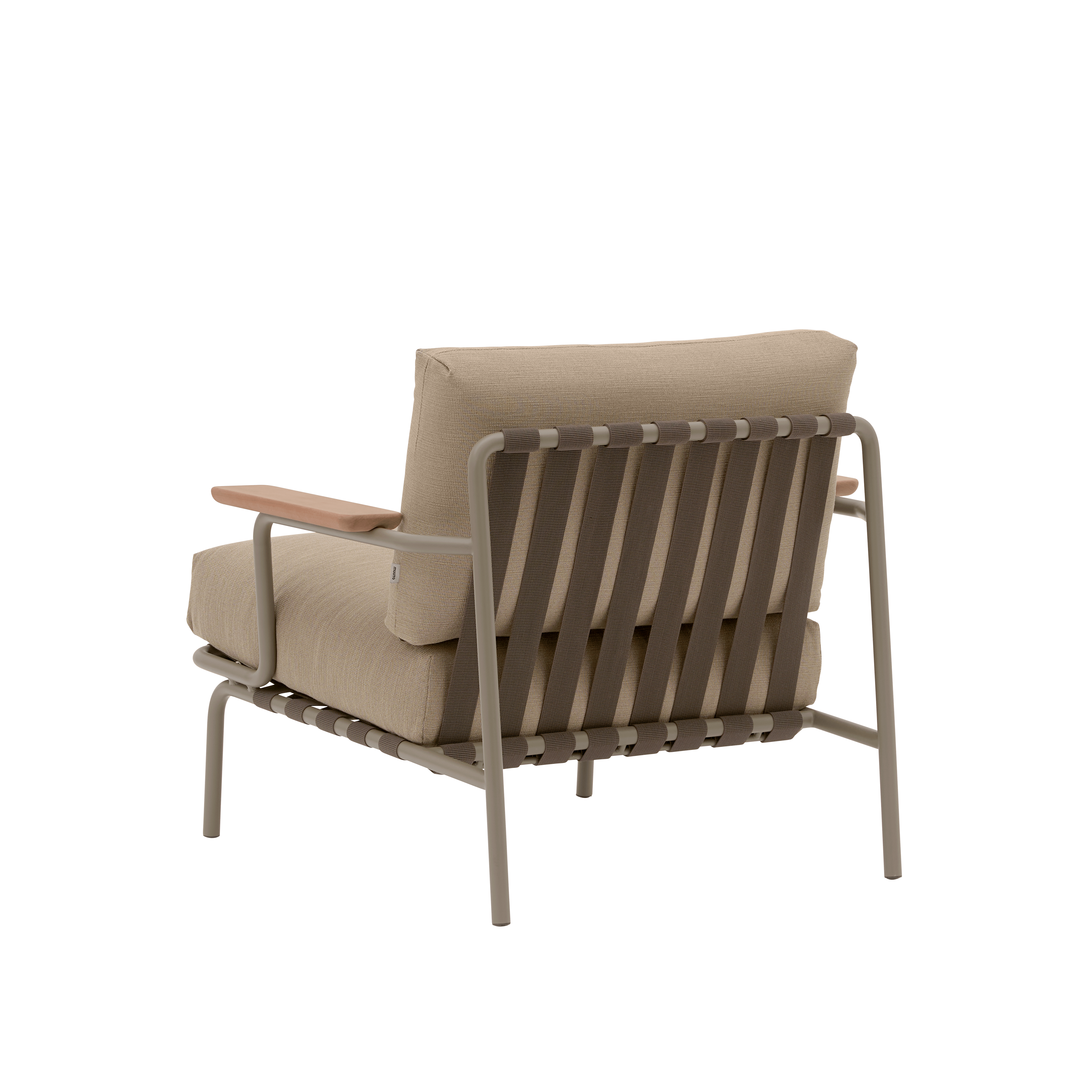 Sessel mit Armlehnen außen SETTLE braun mit taupe Basis [Amelia]