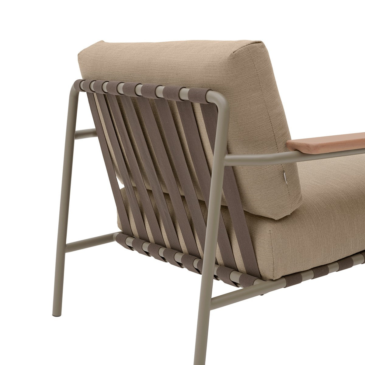 Sessel mit Armlehnen außen SETTLE braun mit taupe Basis [Amelia]