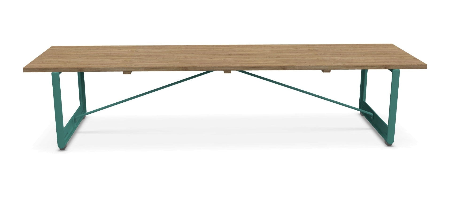 BRUT bench made of oak wood with a turquoise base