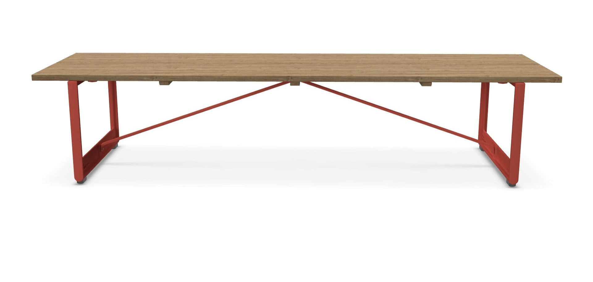 BRUT Bank aus Eichenholz mit rotem Fuß