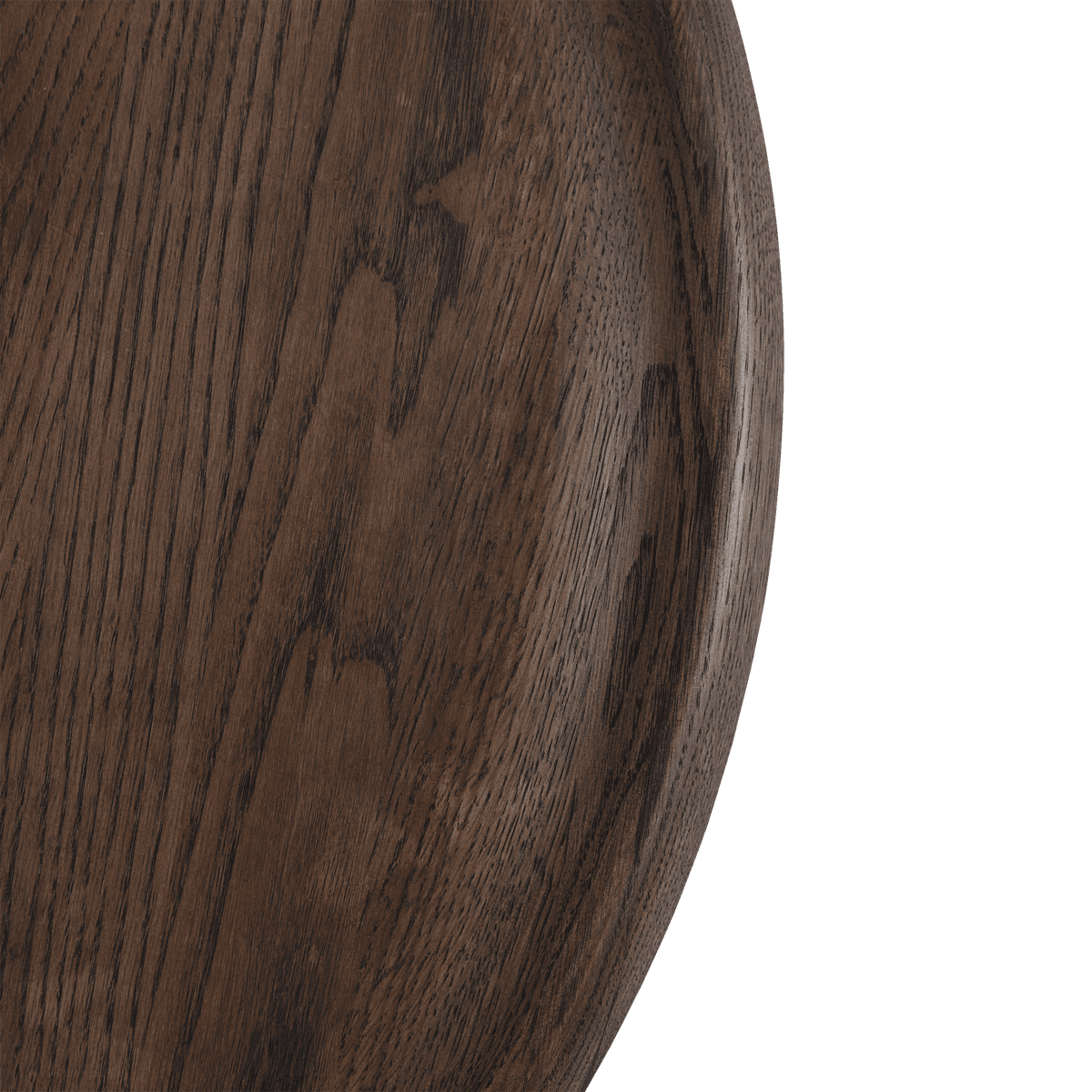 Ronde tafel SOFT van donker eikenhout met een zwarte basis