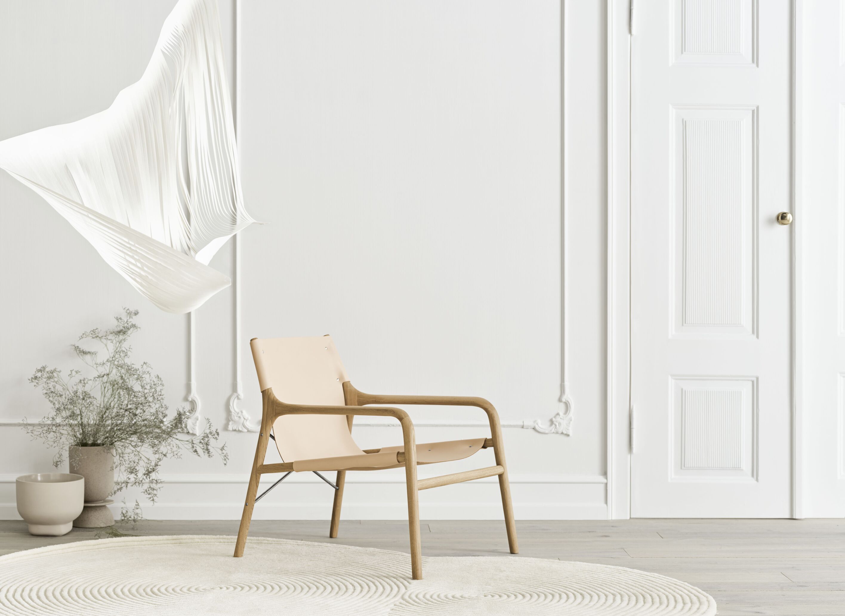 Fauteuil SOUL in konjak met eiken basis