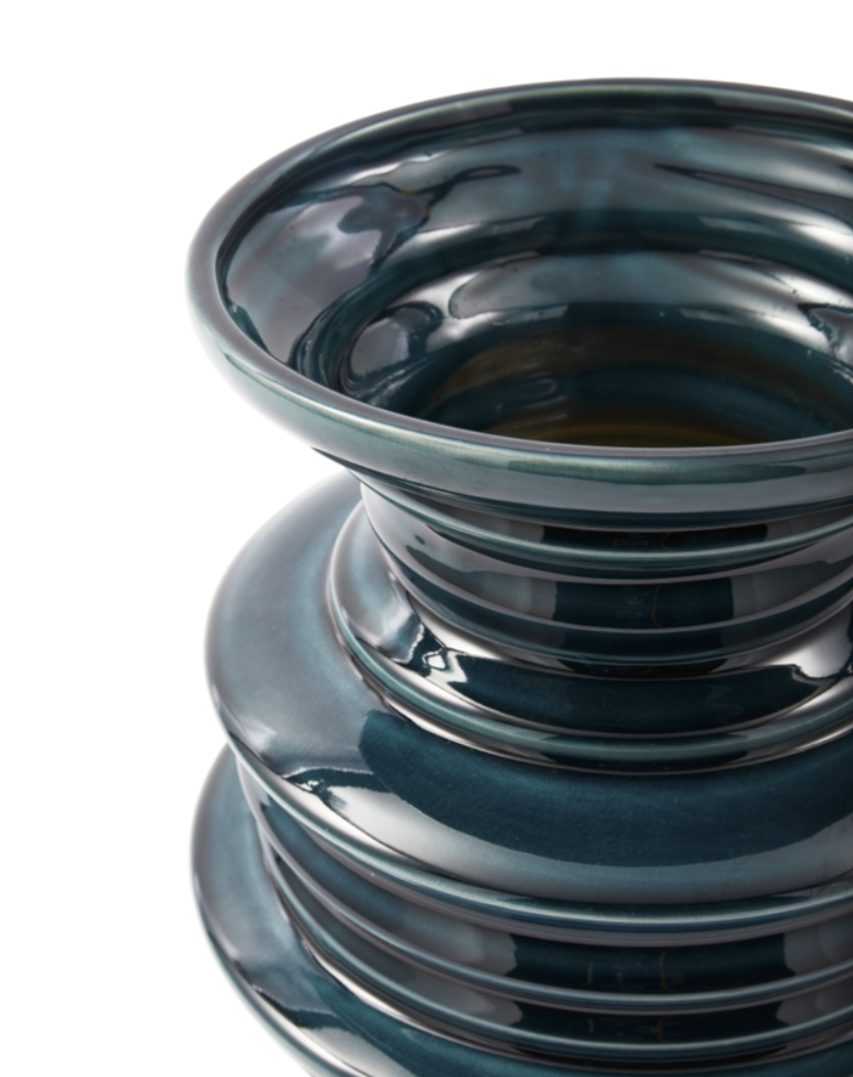 STACKED PLATES Vase dunkelgrün