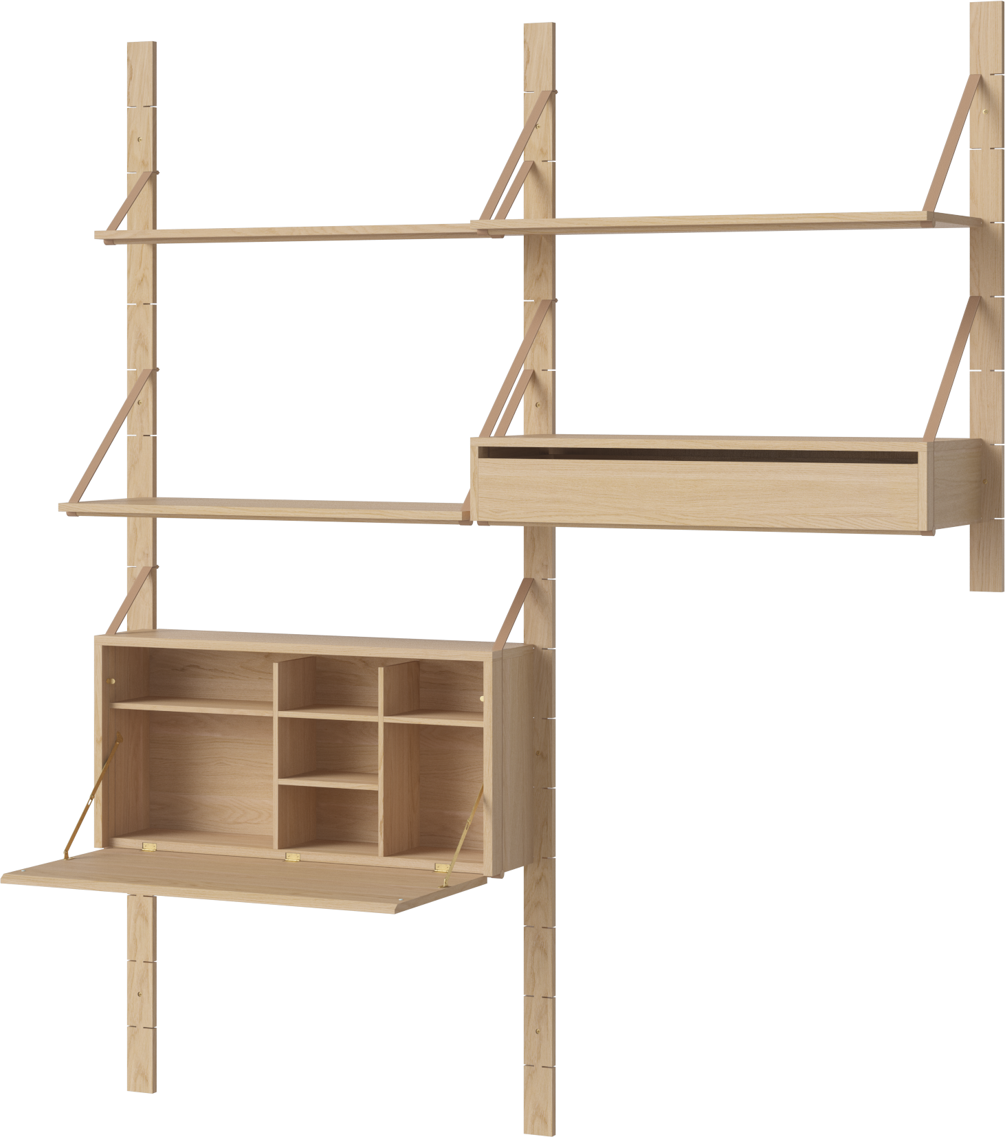 Plank met rek STRAP gebleekt eikenhout