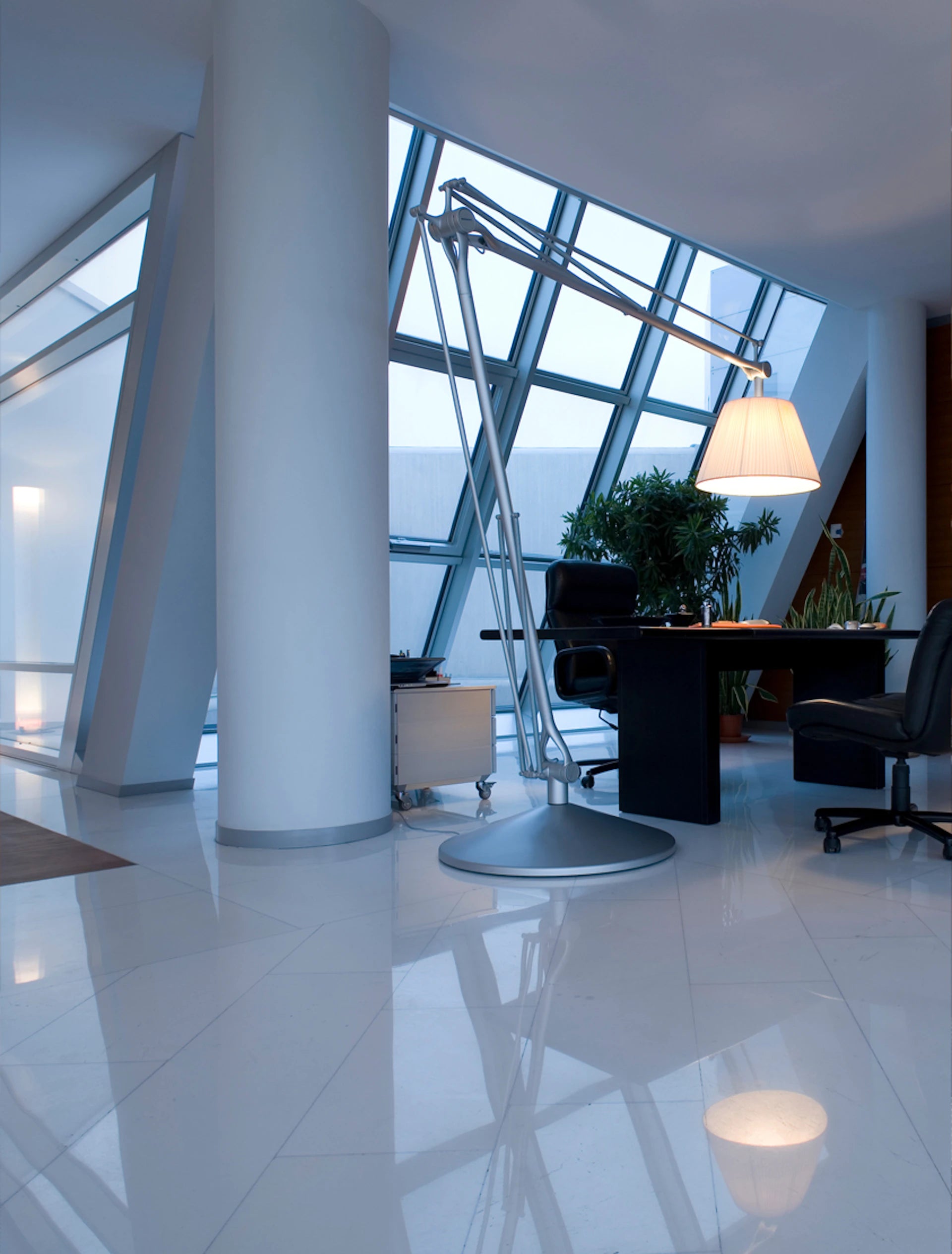 Vloerlamp met arm SUPERARCHIMOON grijs met geel