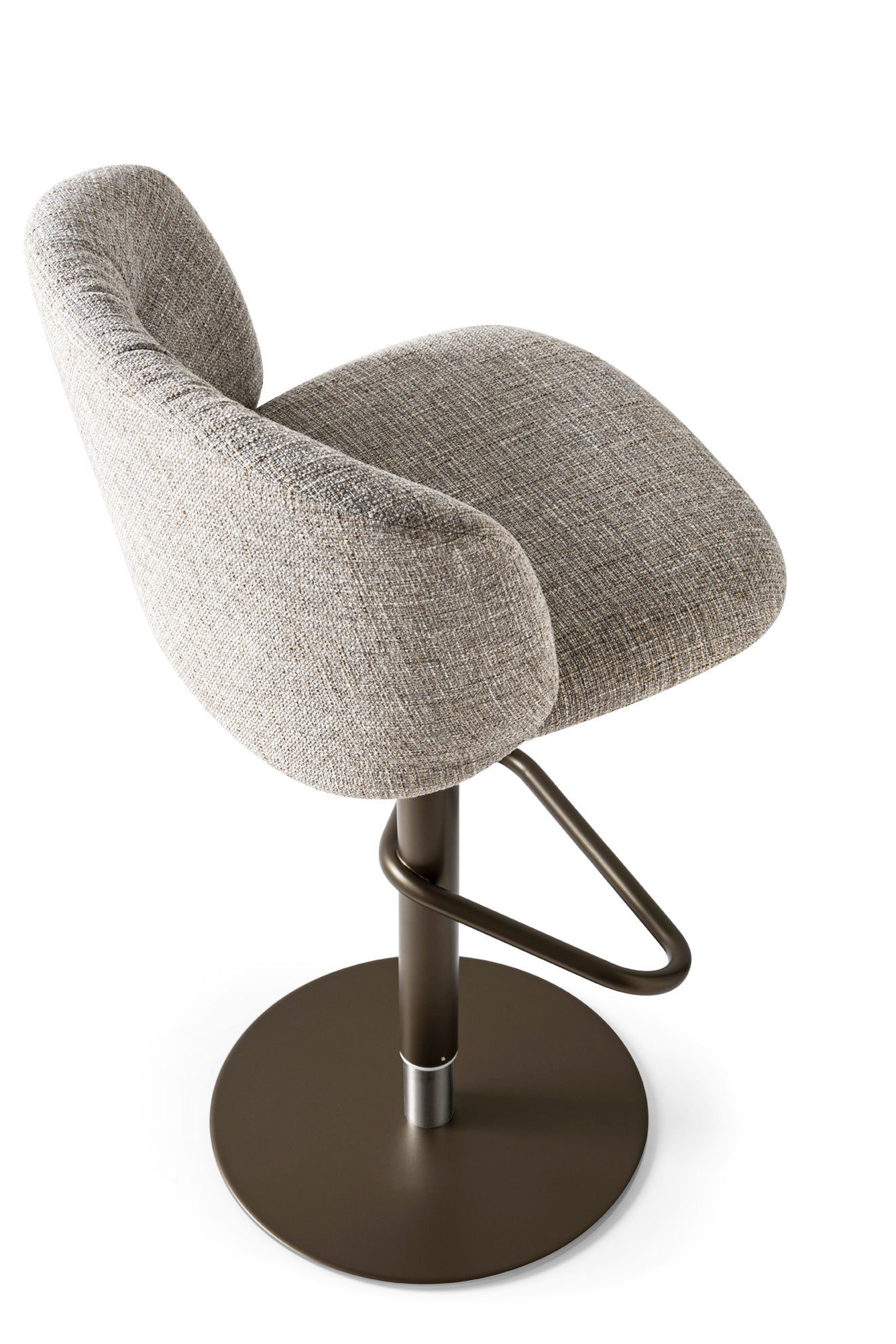 Drehbares Barhocker SWEEL mit braunem Metallgestell gepolstert