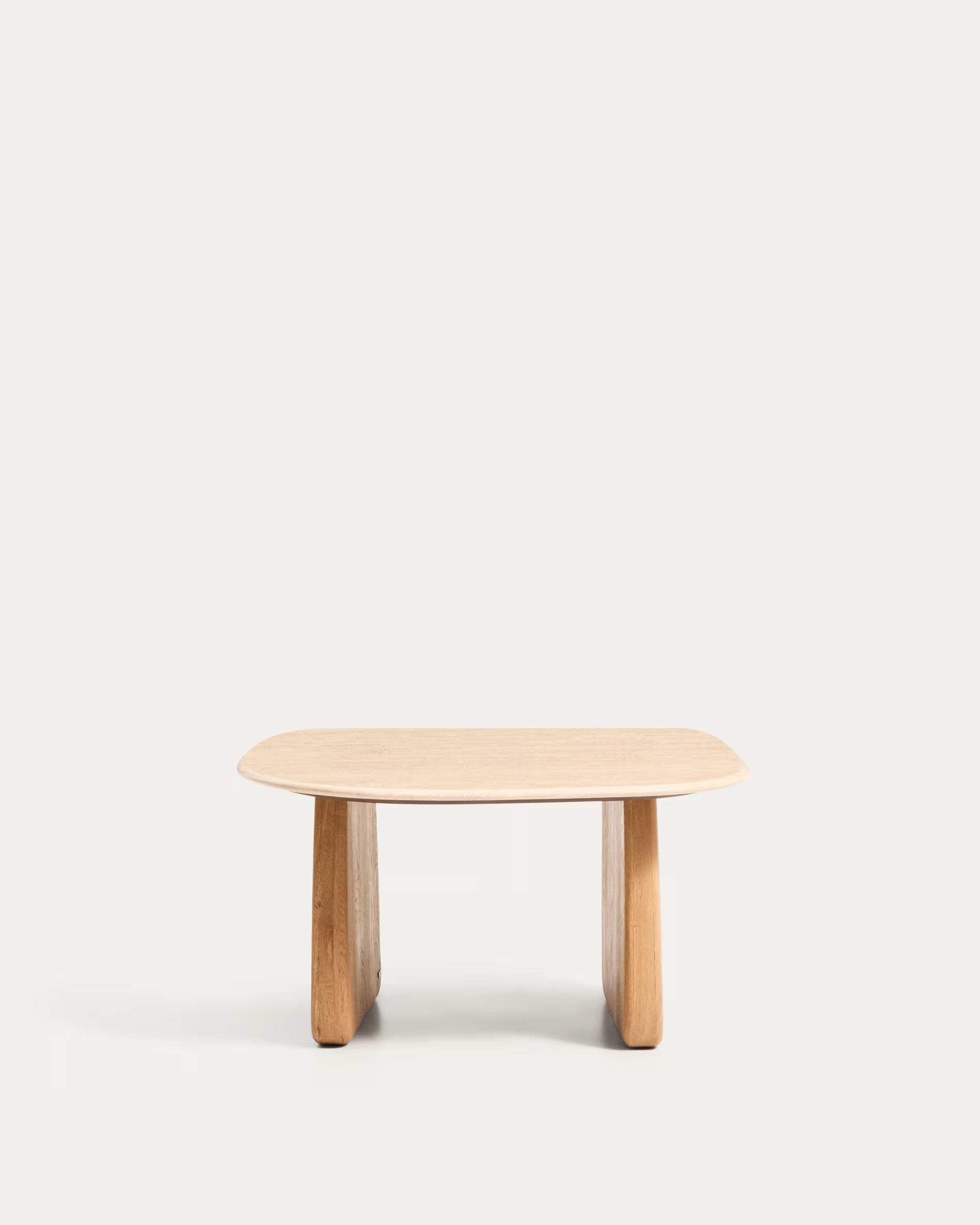 Bijzettafel PIRITA travertijn met houten basis