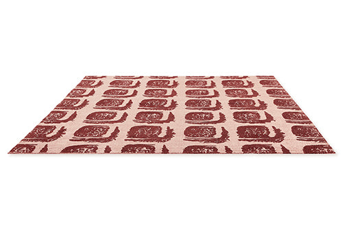 Woodblock rug pink-borde