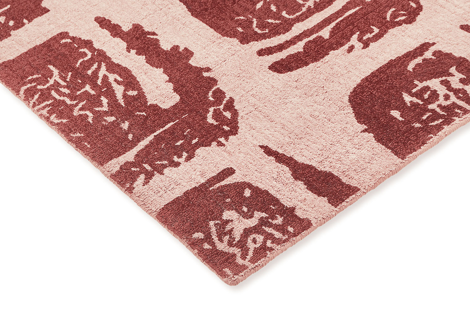 Woodblock rug pink-borde