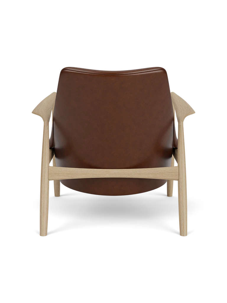 THE SEAL armchair brown leather with oak base