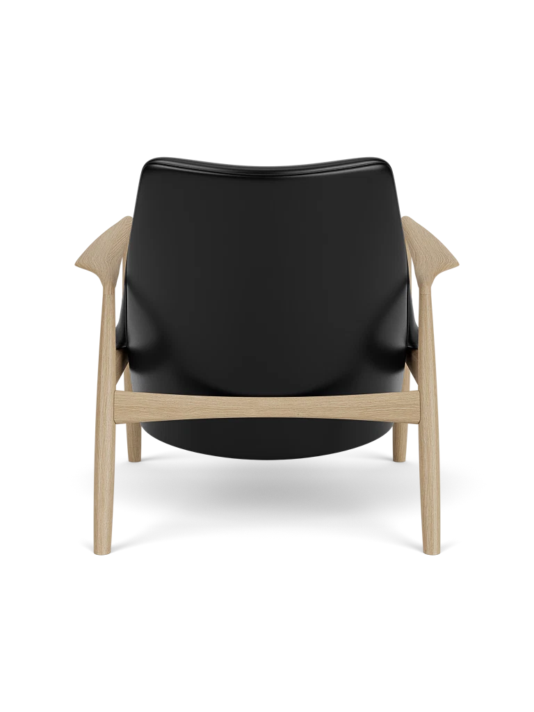 THE SEAL armchair black leather with oak base