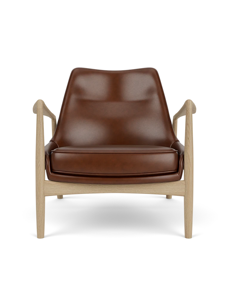 THE SEAL armchair brown leather with oak base