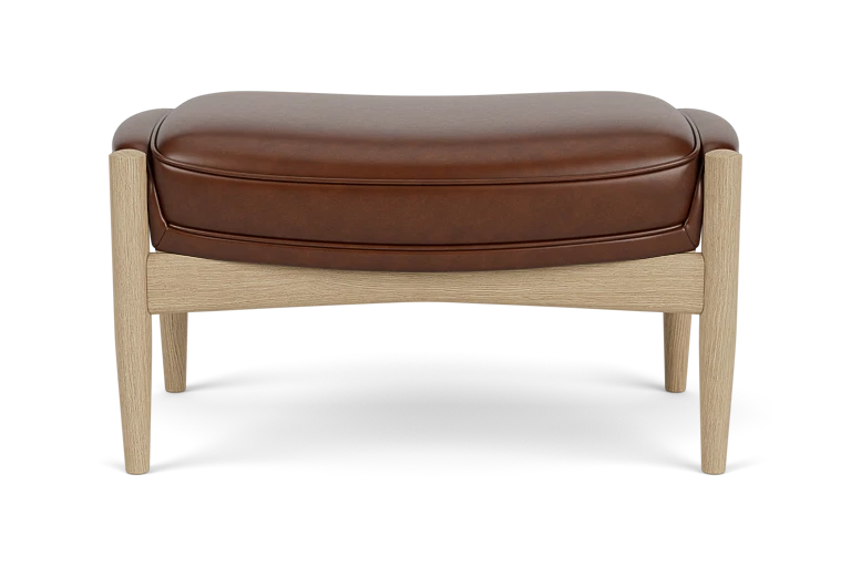 THE SEAL footrest brown leather with oak base