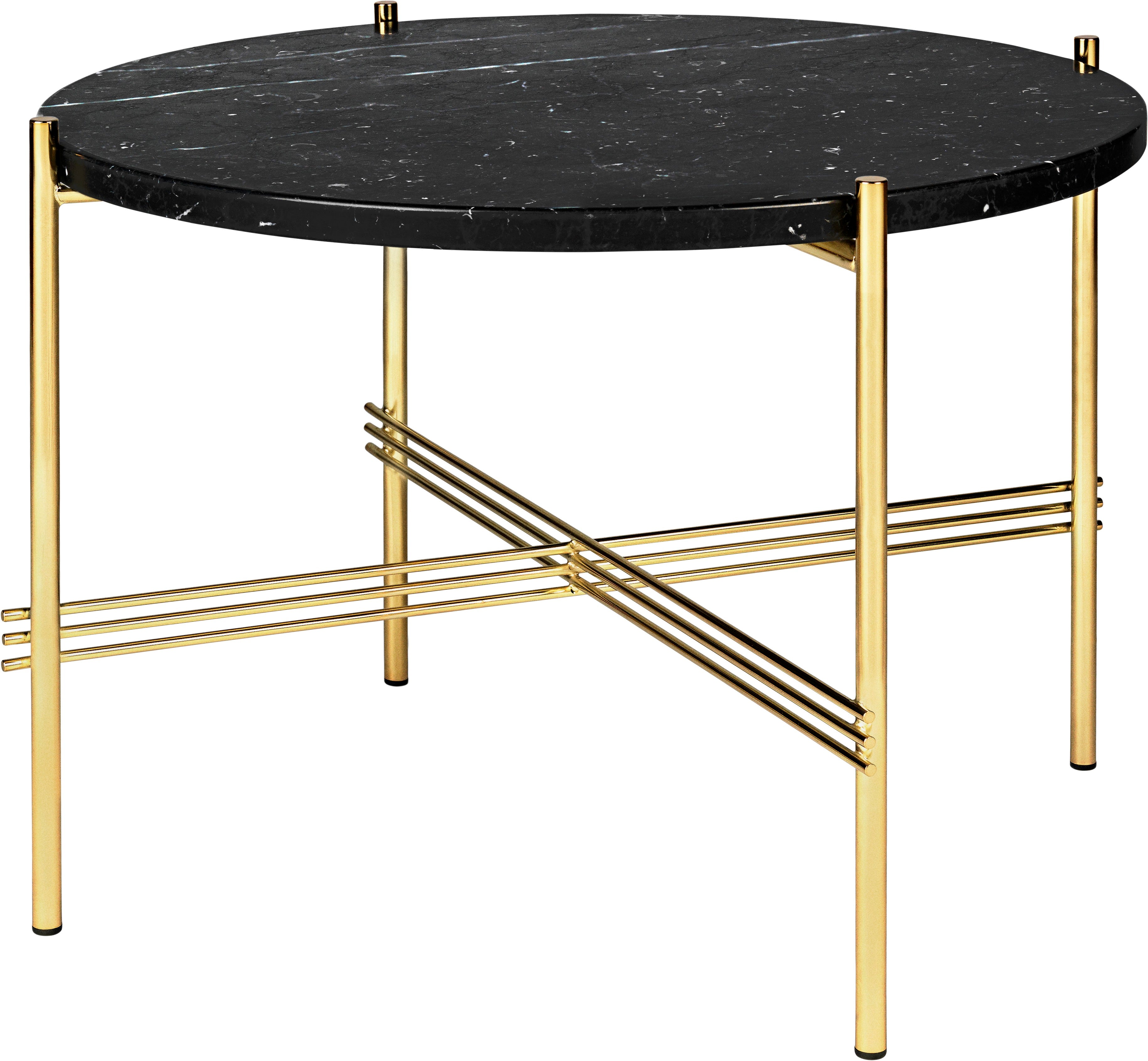 Ronde salontafel TS zwart marmer met gouden voet