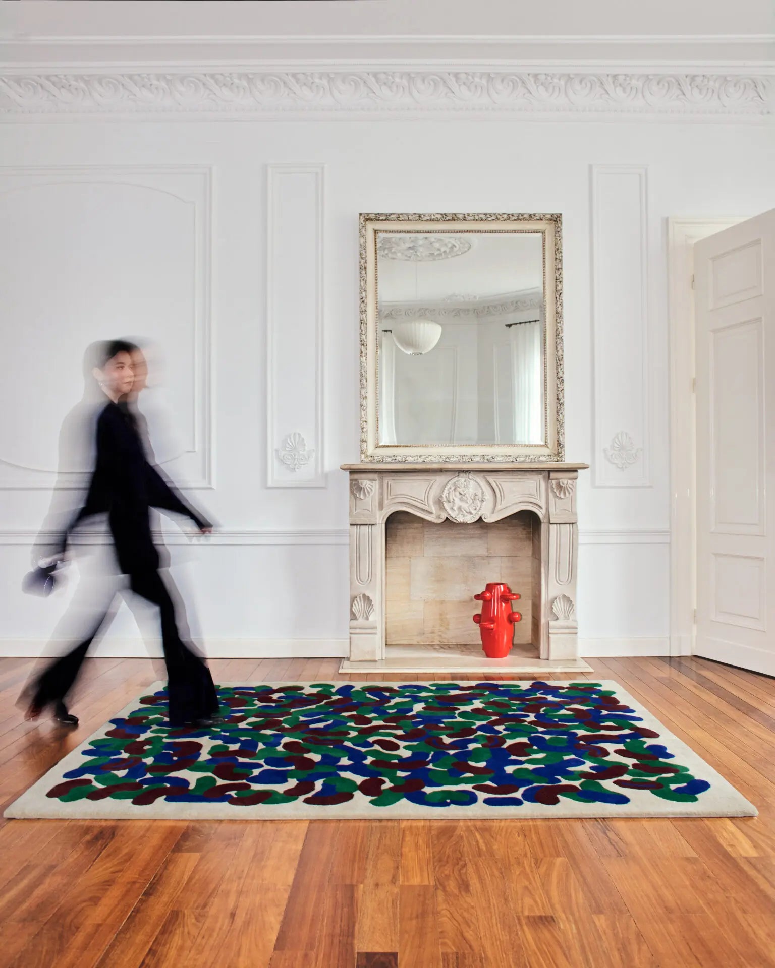 TOKYO Beige Rug with Navy and Brown