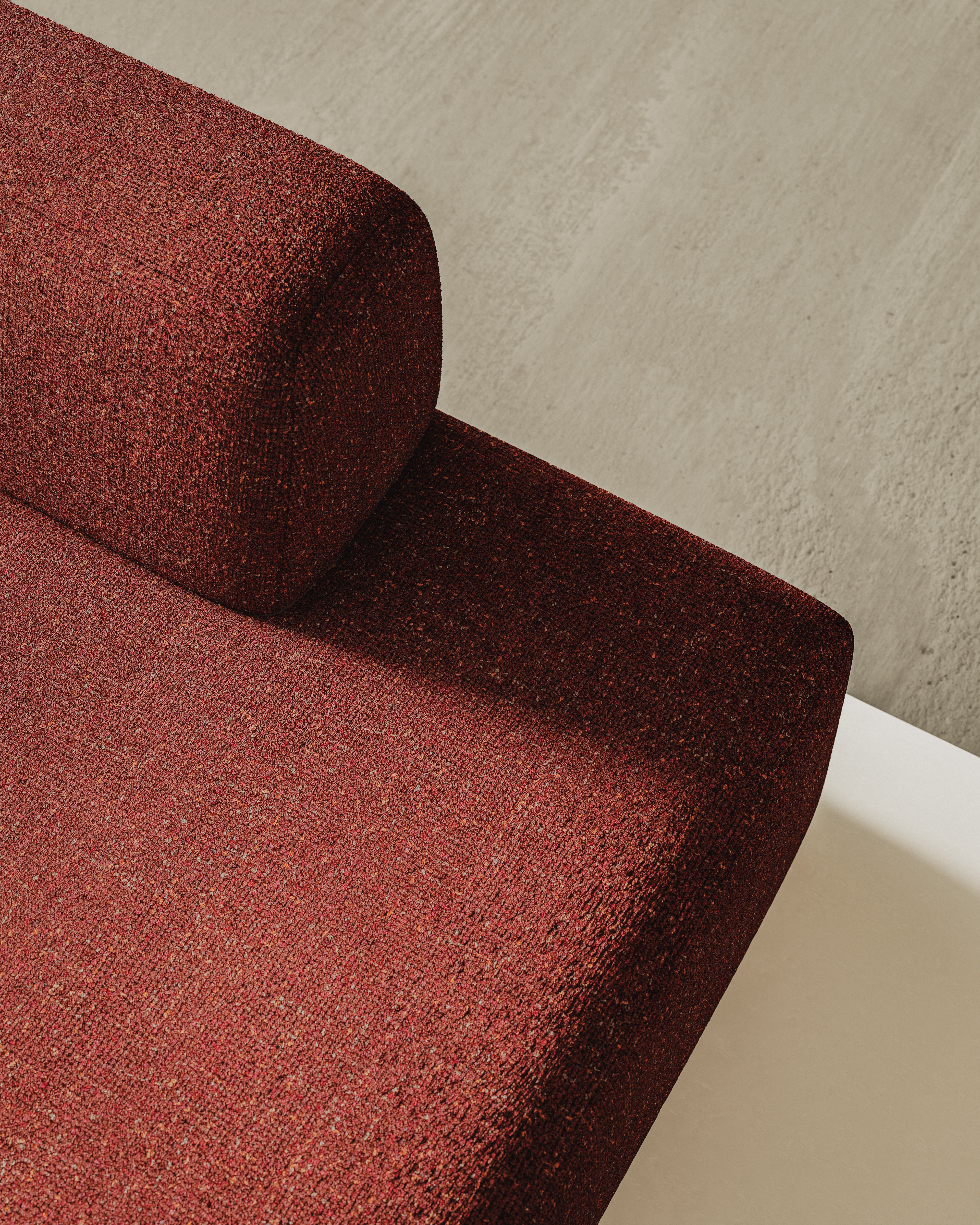 Modulaire open hoekbank links UMI kastanjebruin rood