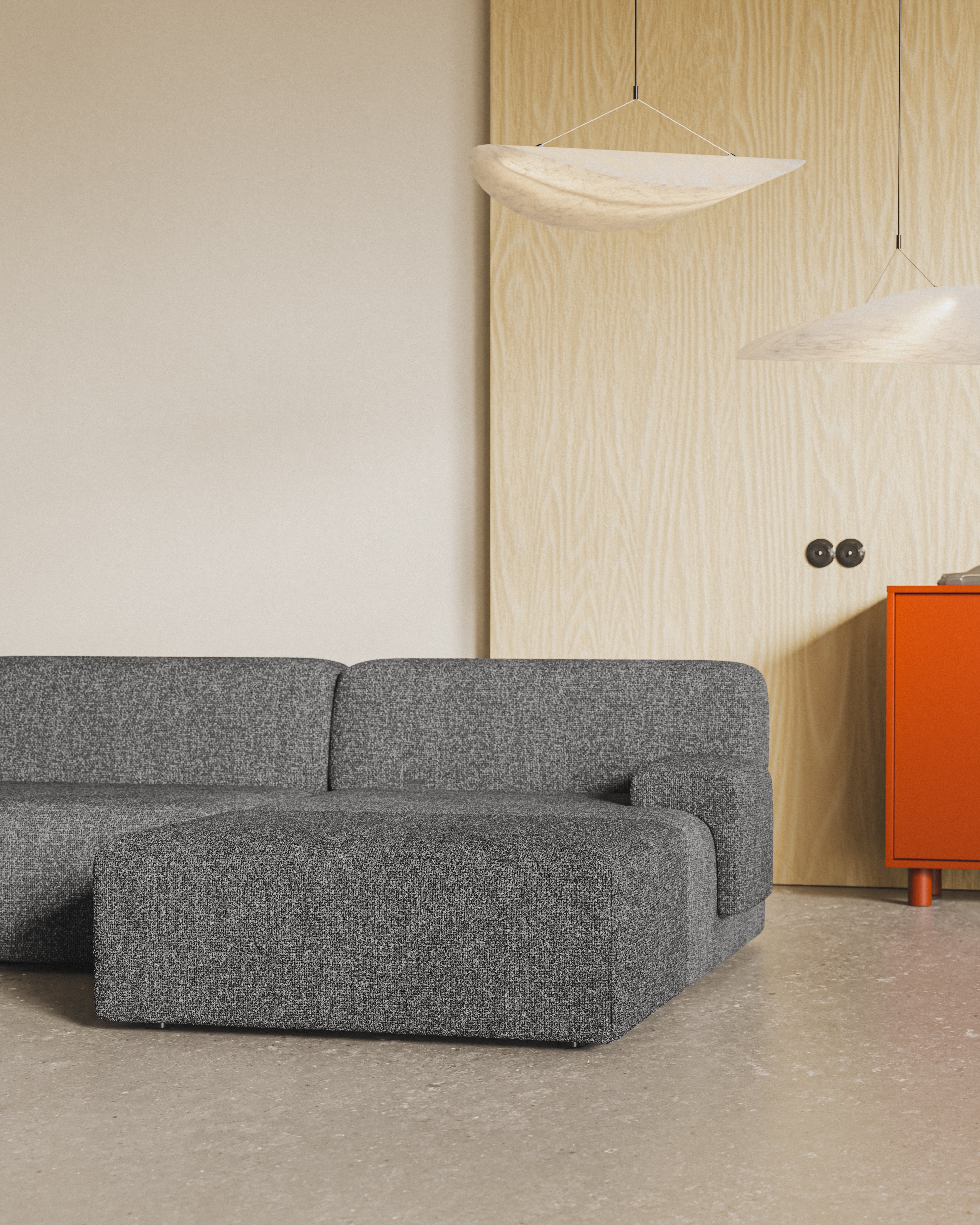 Modulares 3-Sitzer-Sofa UMI in Steingrau