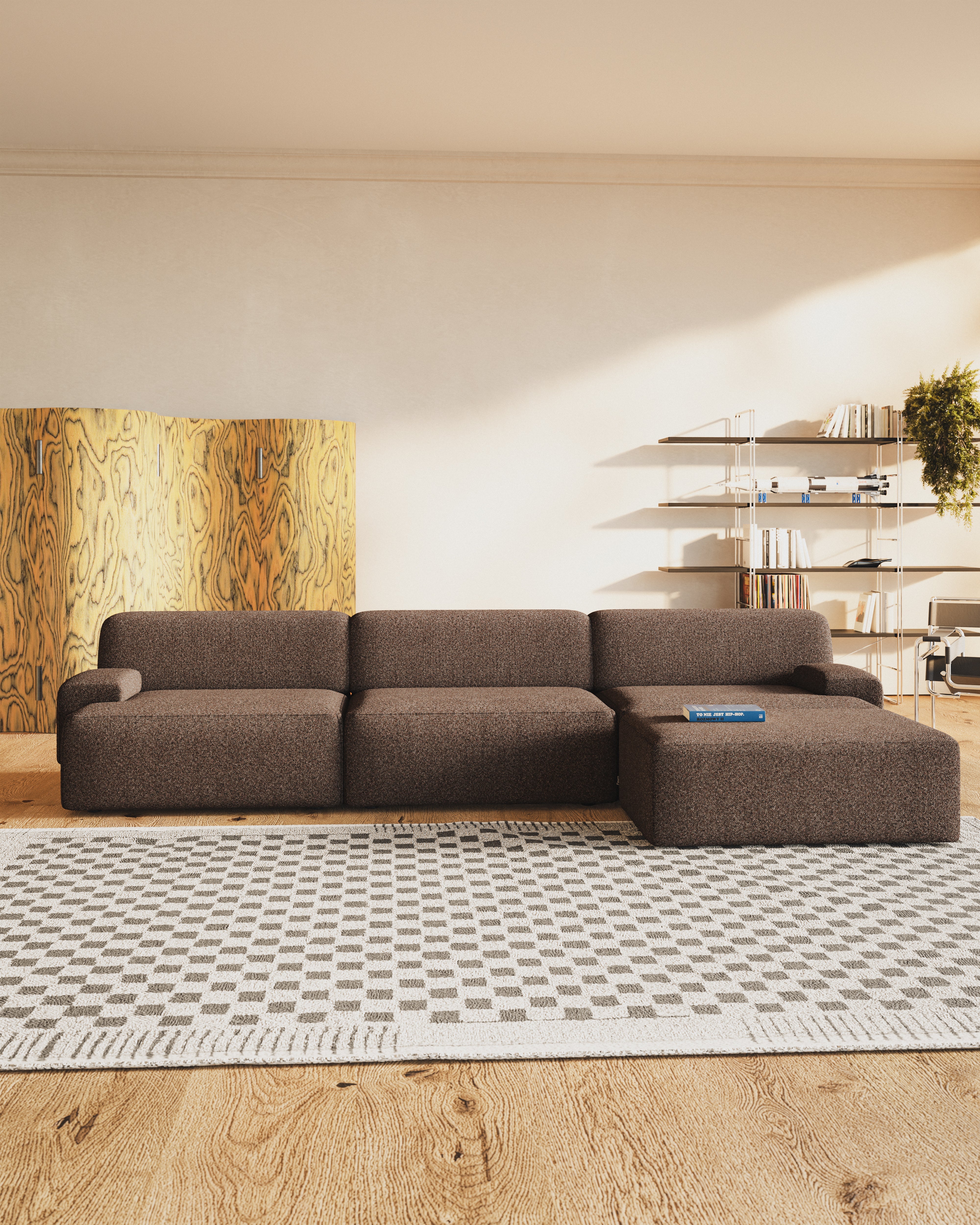 Modular corner sofa for 3 people UMI brown