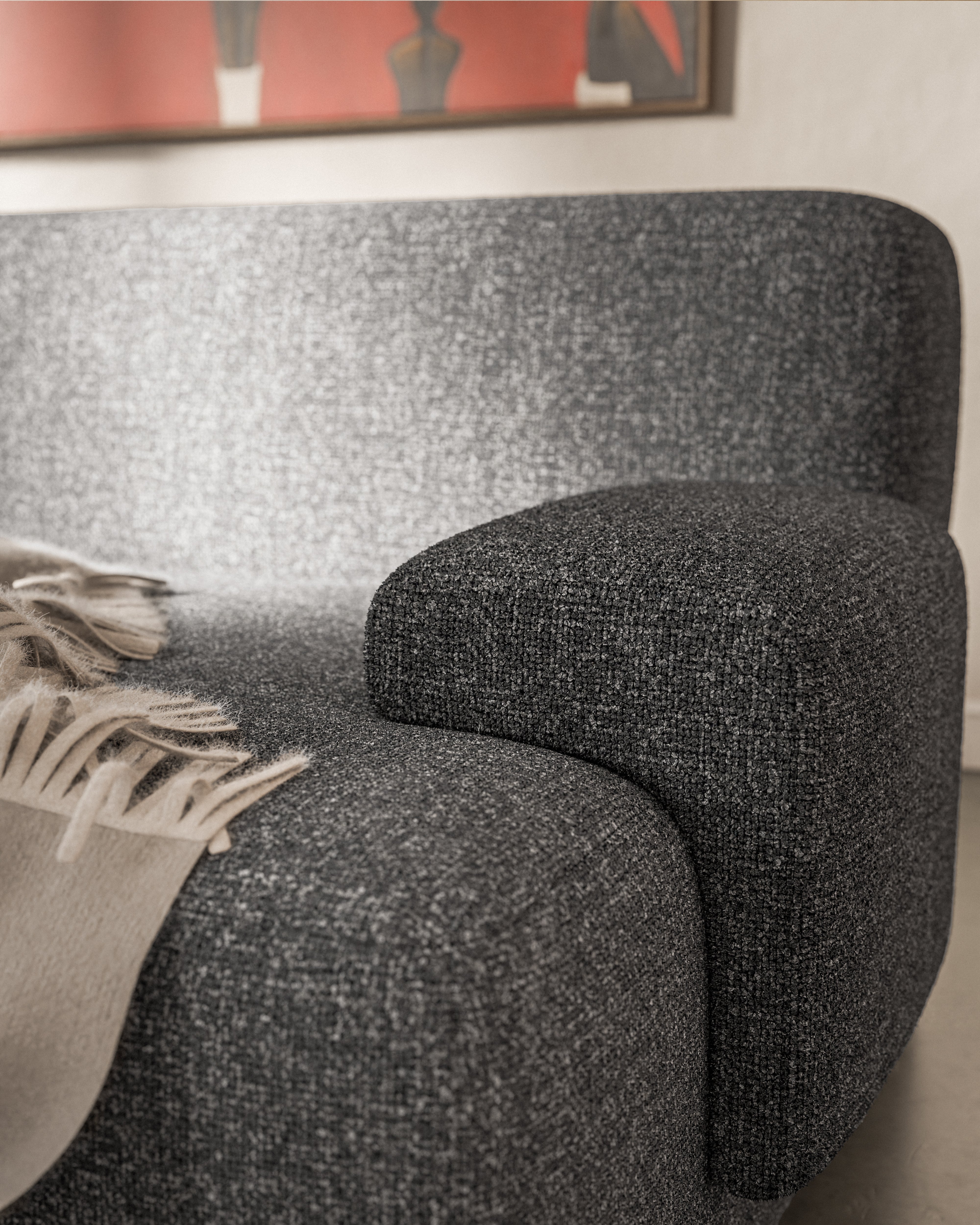 Modulaire 2-zitsbank UMI steen zwart