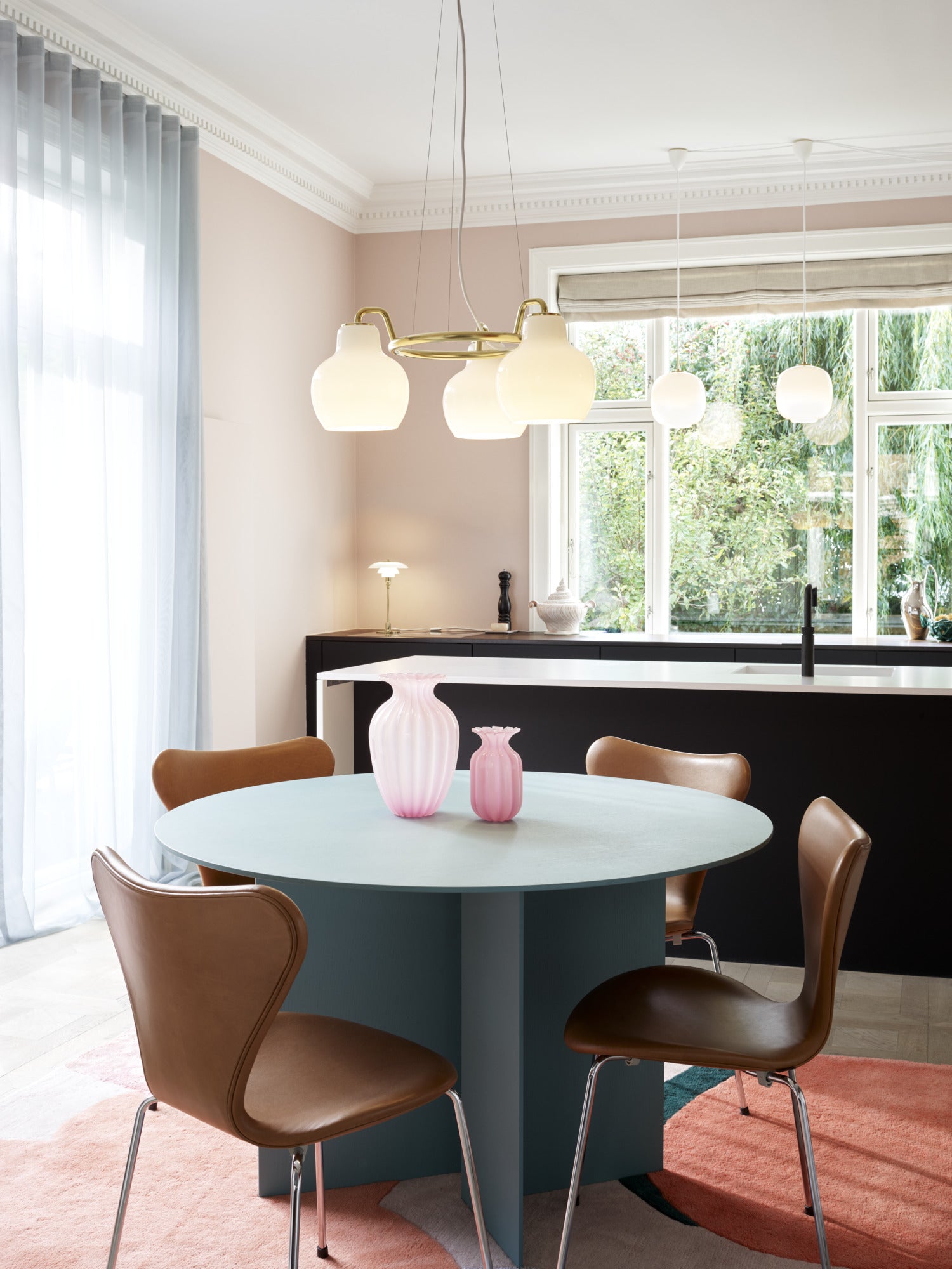 Kroonluchter VL RING CROWN wit met messing afwerking