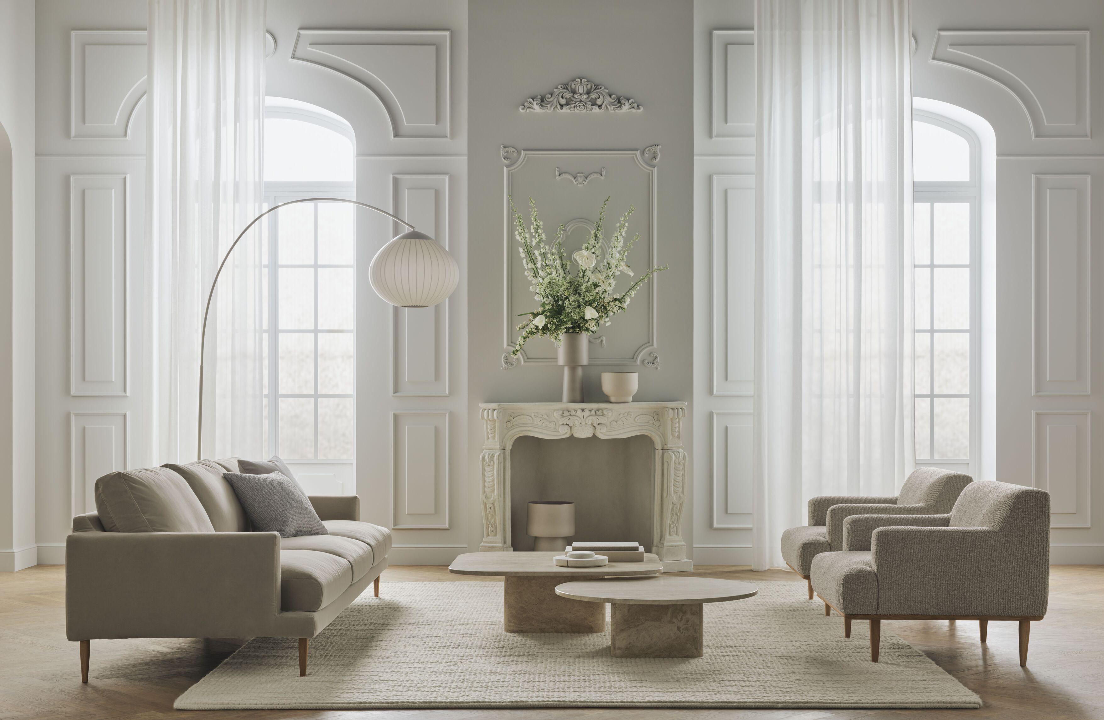 Round Coffee Table Eida Sandsowy travertine