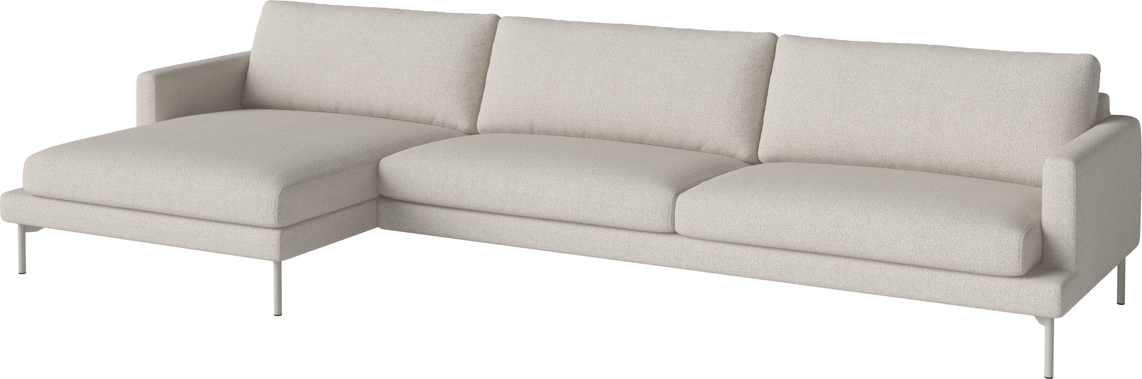 Links hoekbank VENEDA SLIM met donkere eiken basis