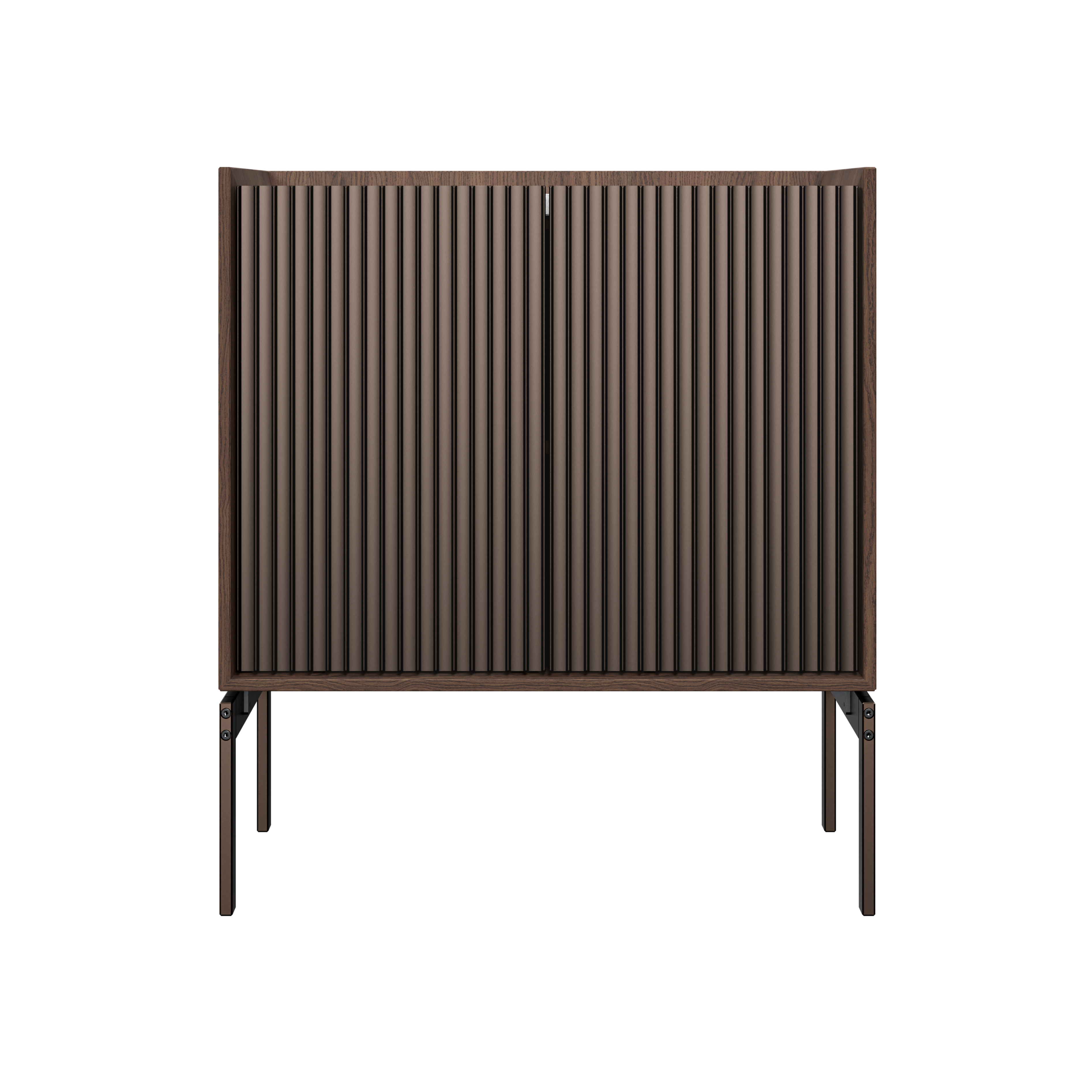 Schrank H2 dunkle Eiche Furnier mit grauer Marmorplatte