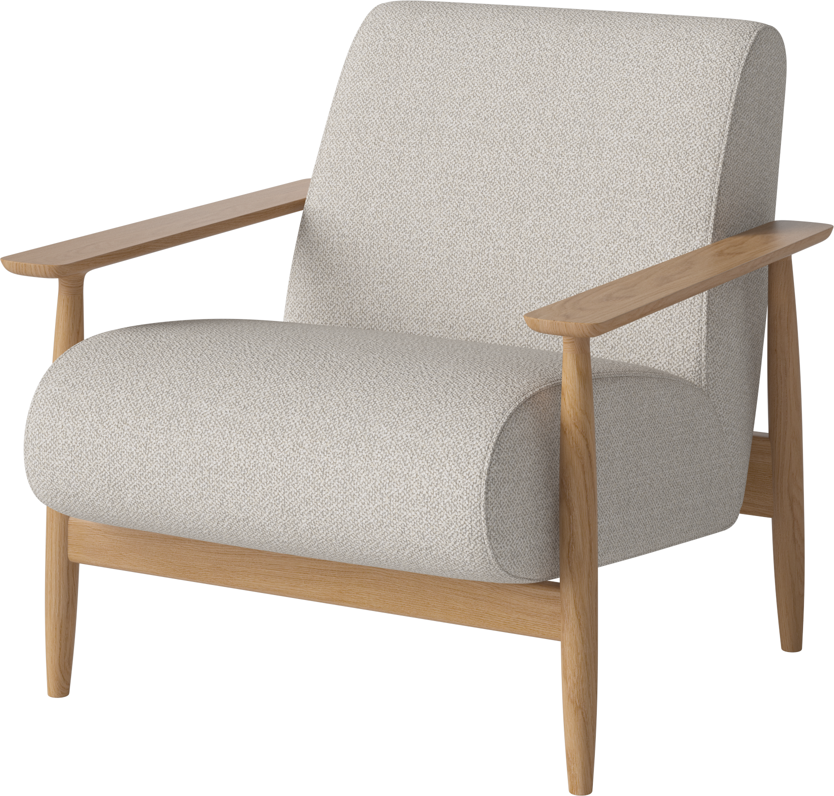 Gestoffeerde fauteuil VISTI met eikenhouten basis