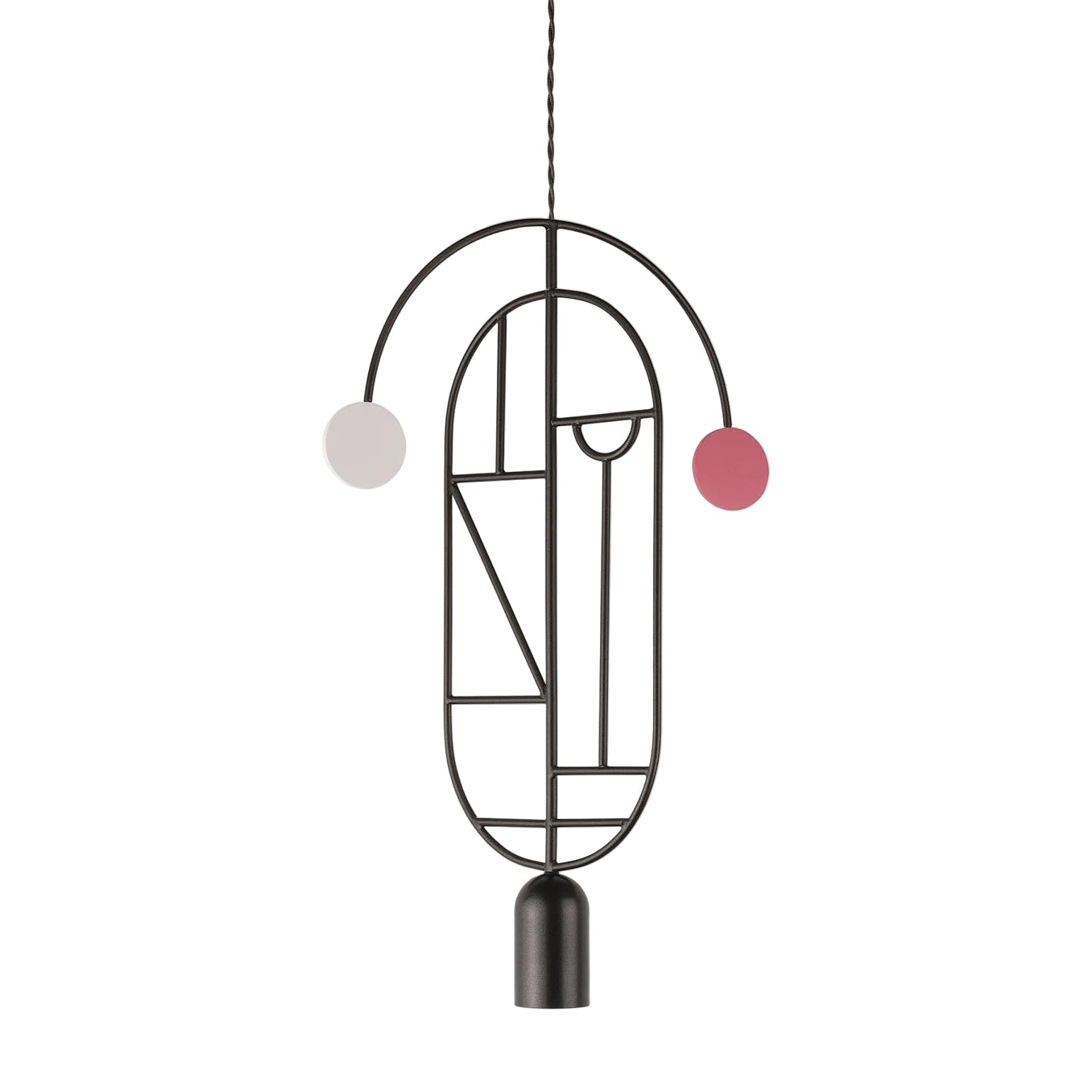 Hanglamp WOODEN DOTS WD07 grafiet met rood en wit