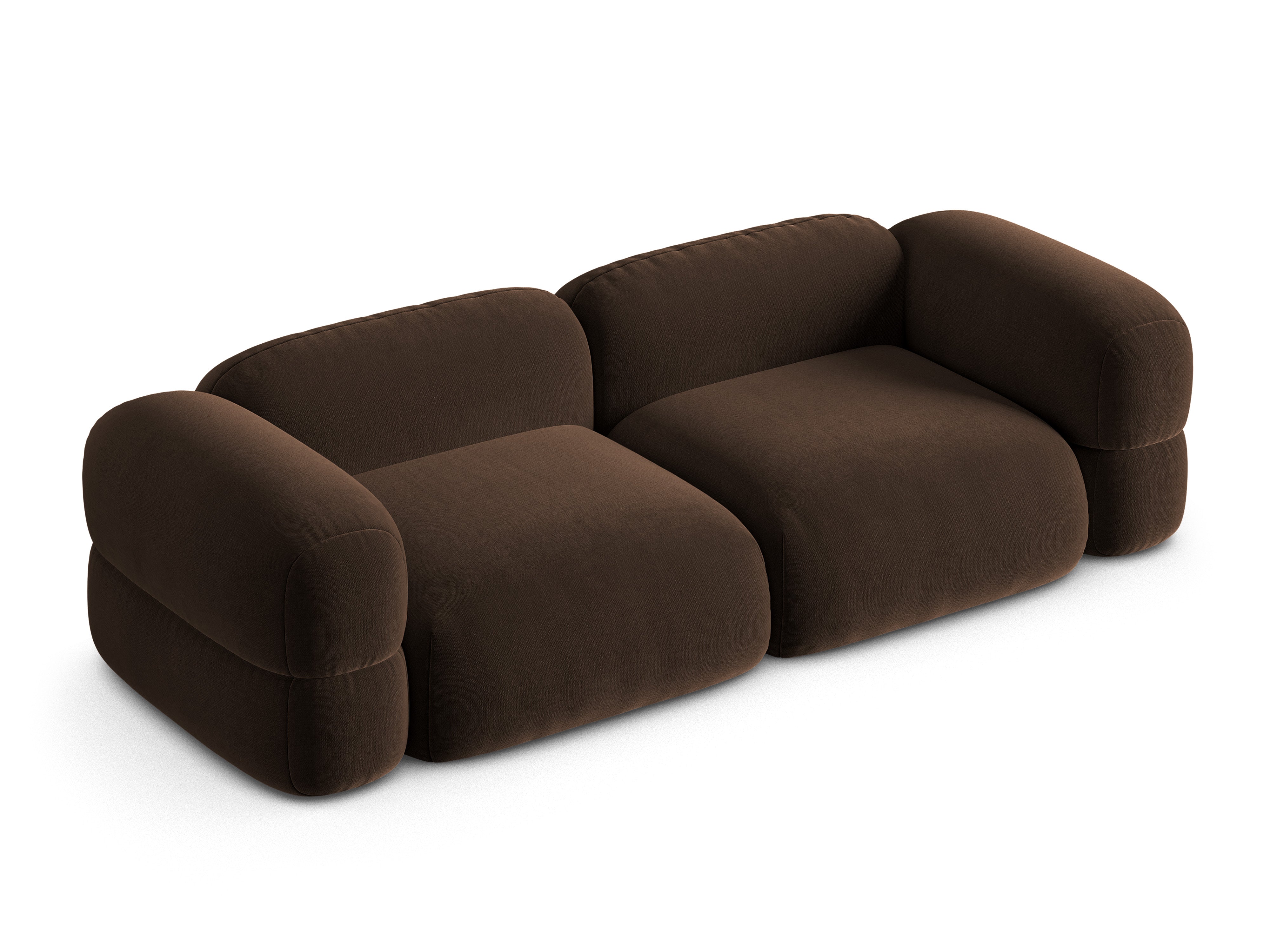 Sofa van fluweel voor 4 personen ROGER chocolade