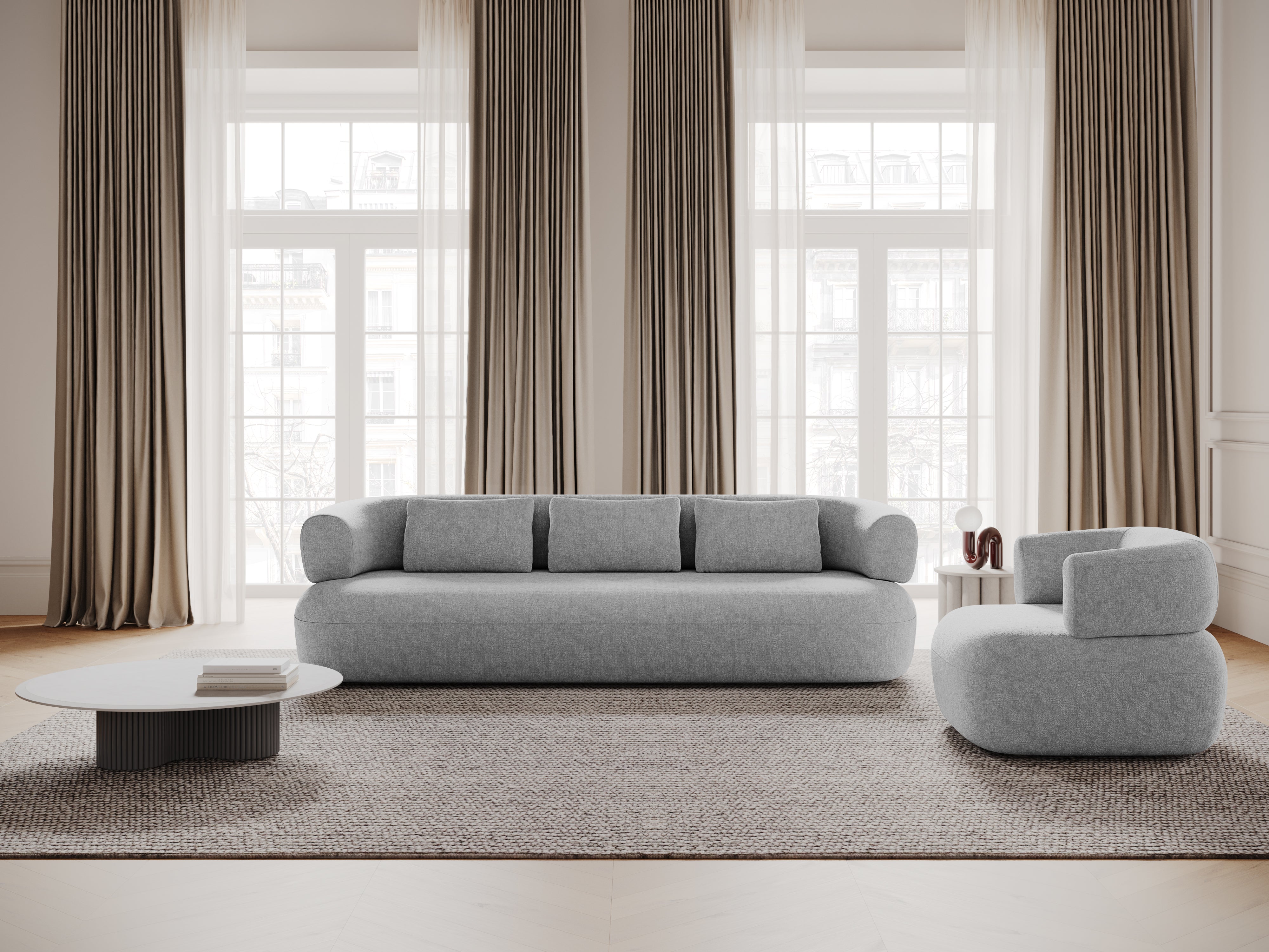 Sofa 3,5-zits ALDRIN grijs chenille