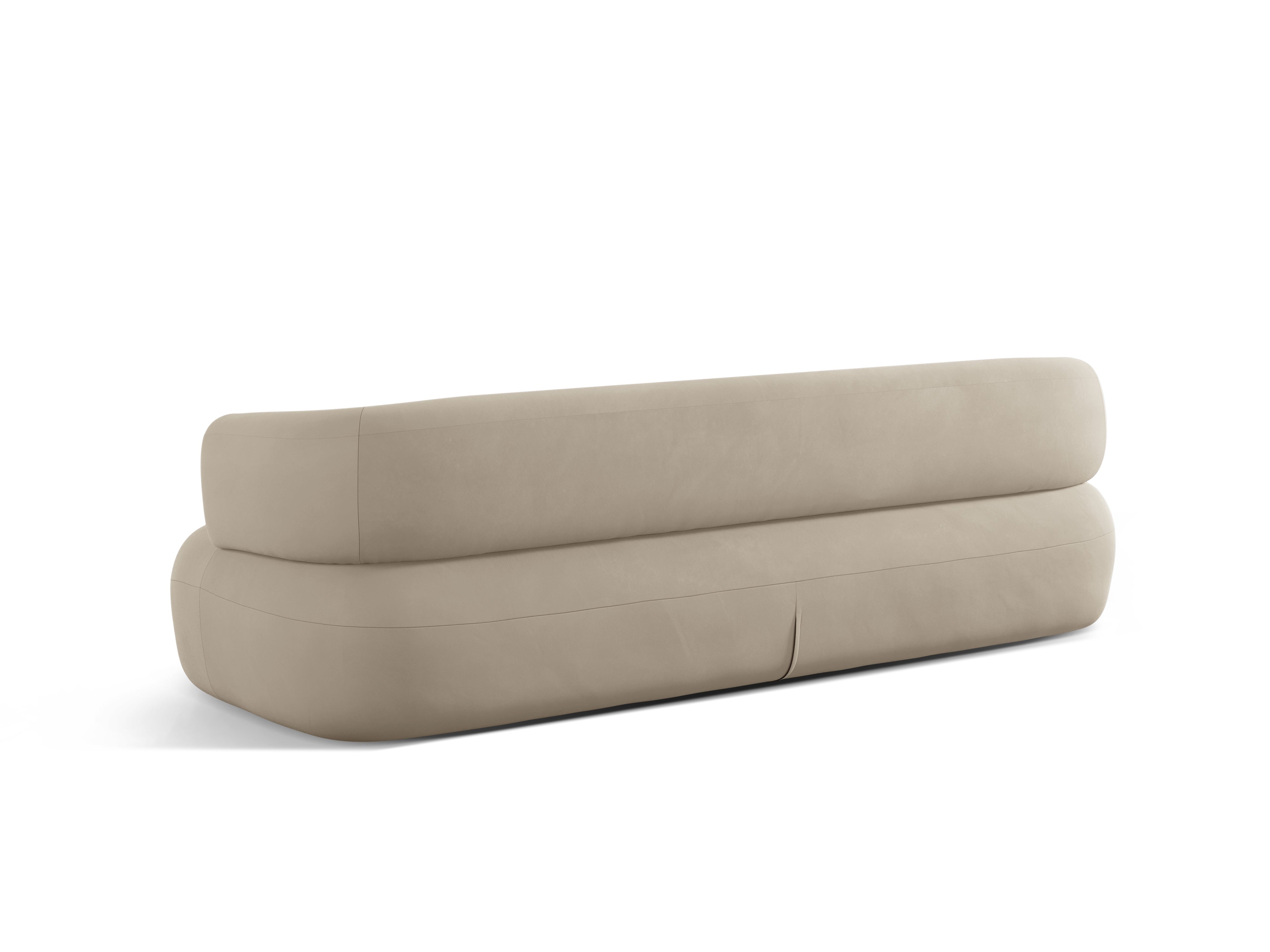 Beige 4-persoons fluwelen bank ALDRIN