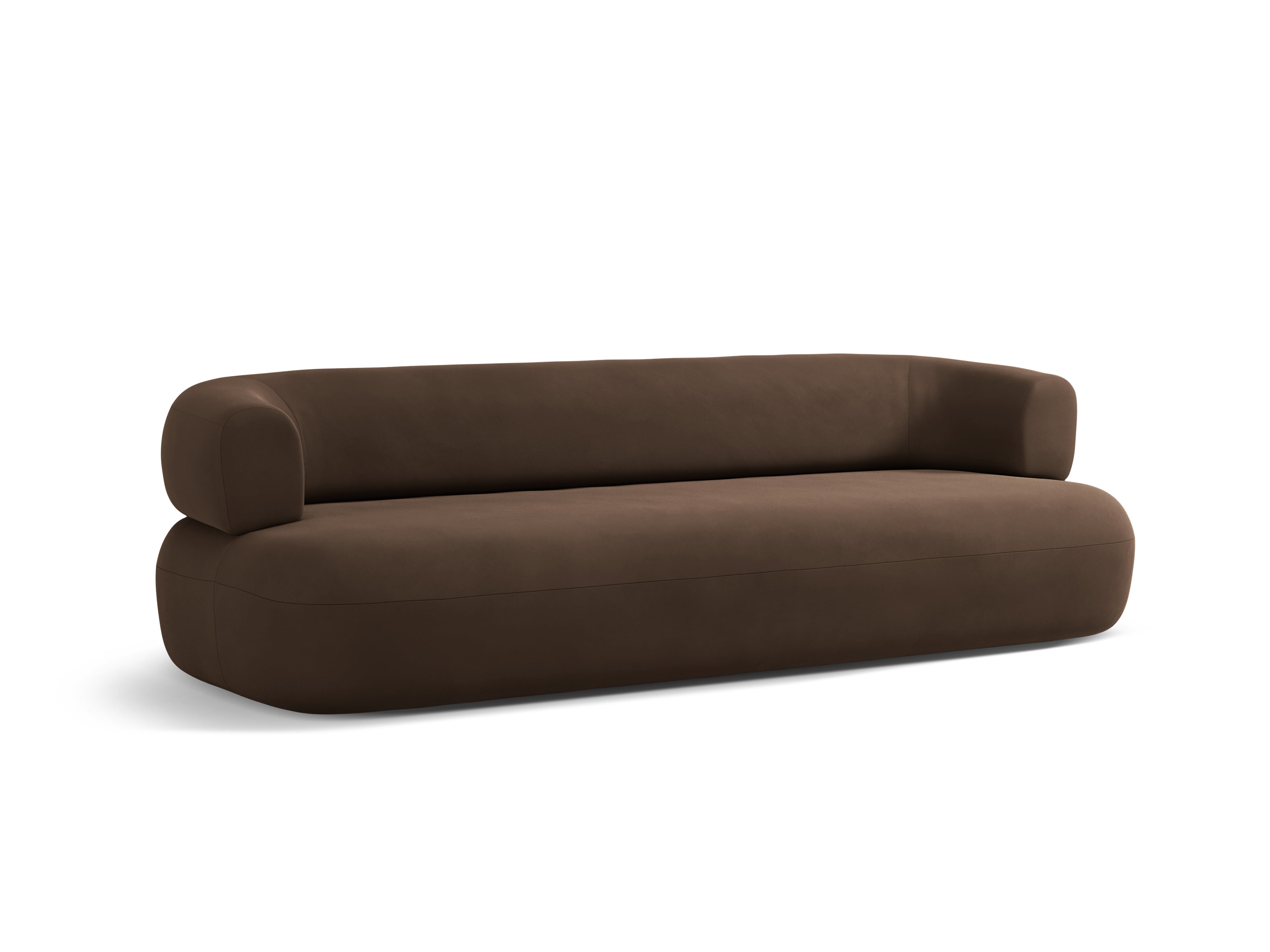 Sofa van 4 personen in fluweel ALDRIN chocoladebruin