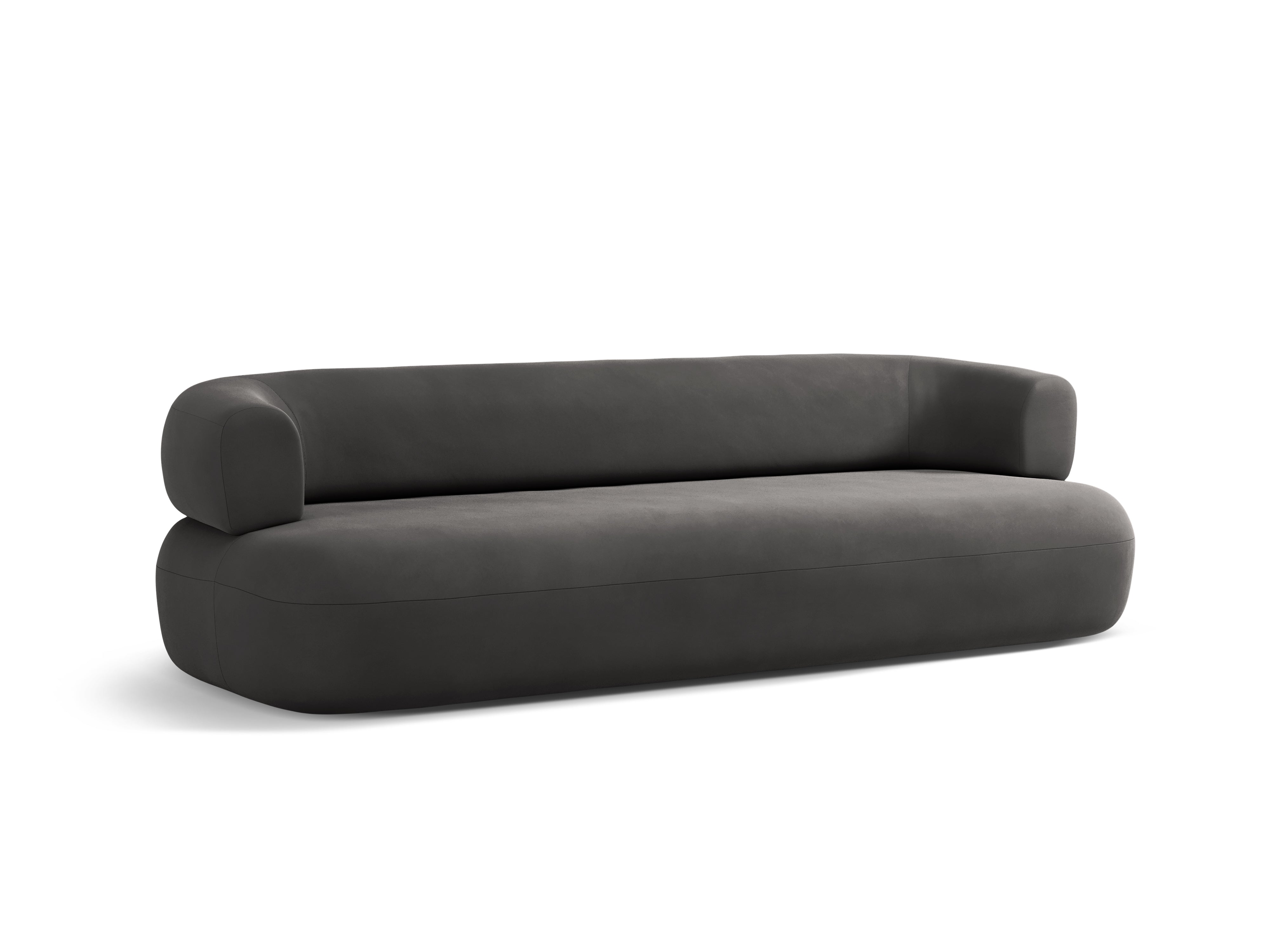 Sofa van fluweel voor 4 personen ALDRIN donkergrijs