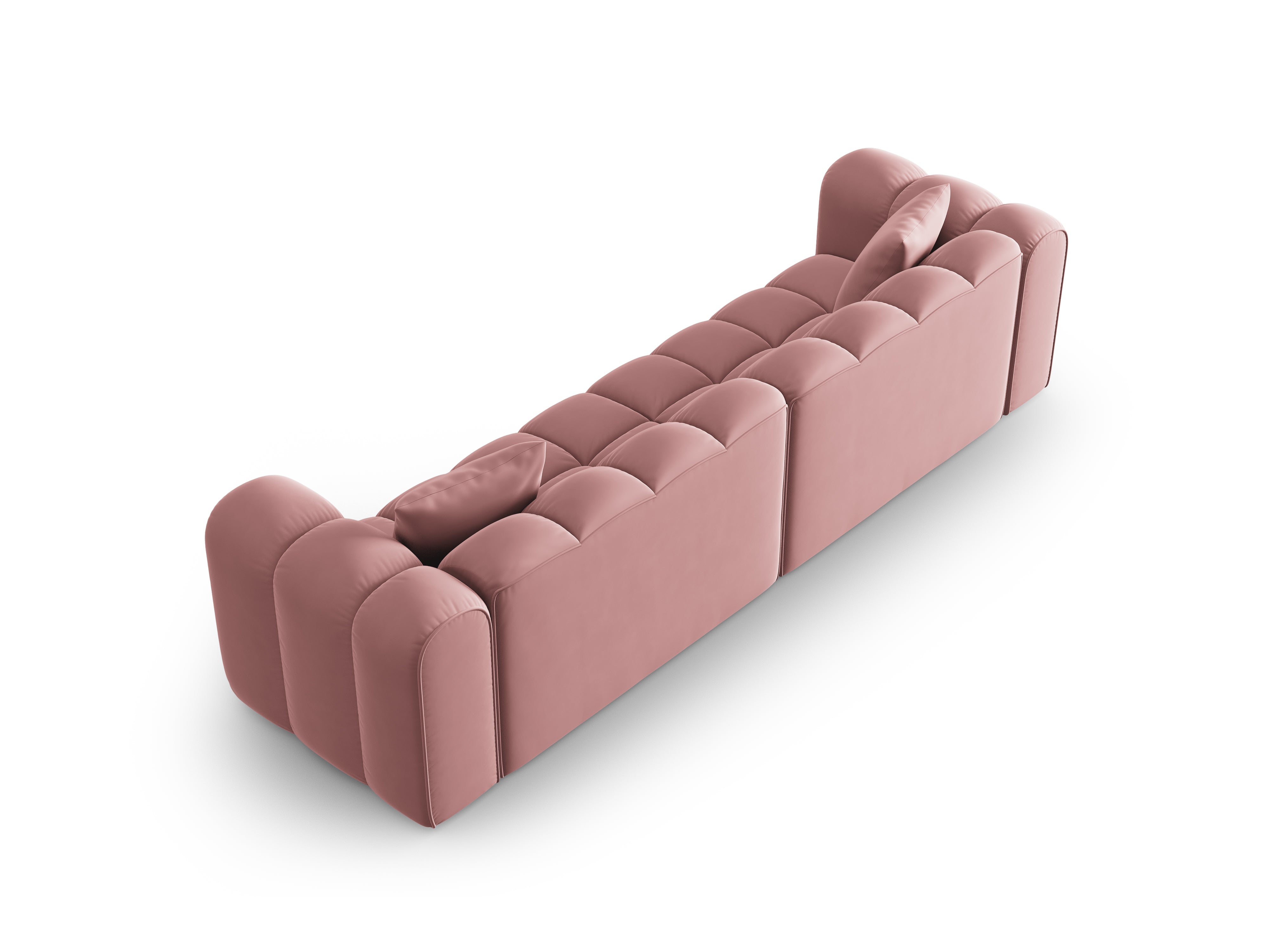 Sofa aksamitna 4-osobowa HALLEY różowy do salonu – Windsor & Co