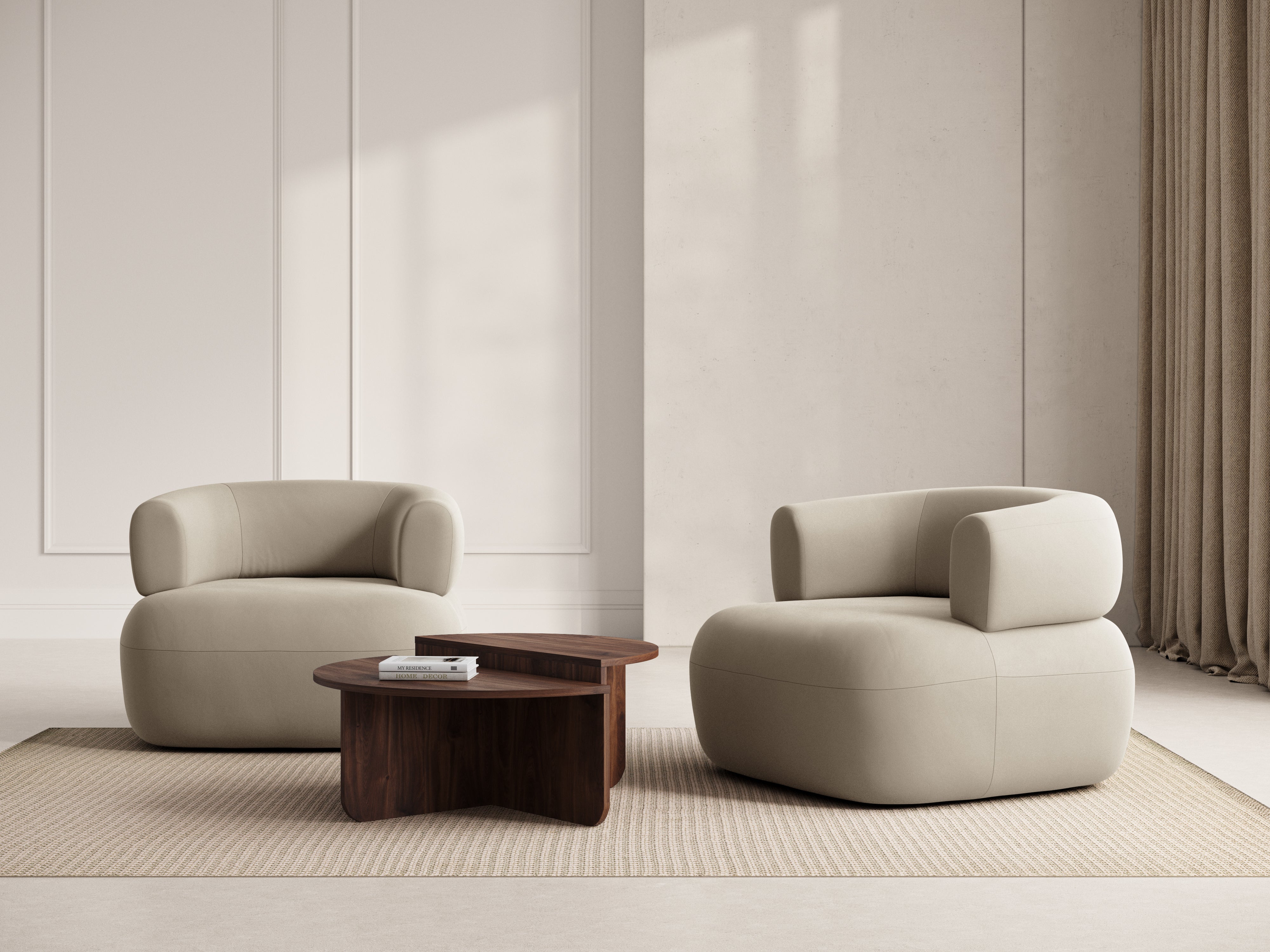 Velours fauteuil ALDRIN beige