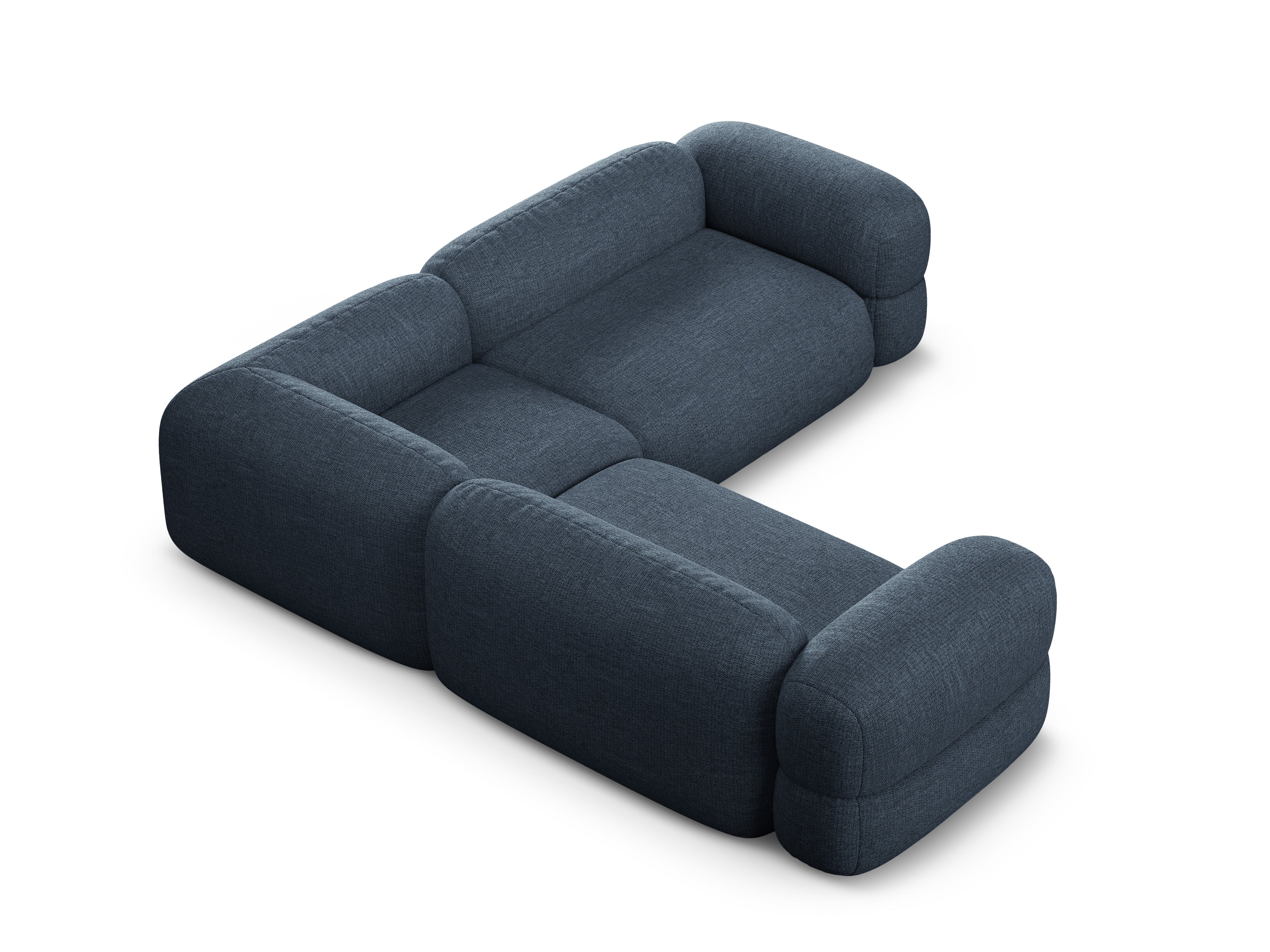 Symmetrische hoekbank ROGER donkerblauw chenille