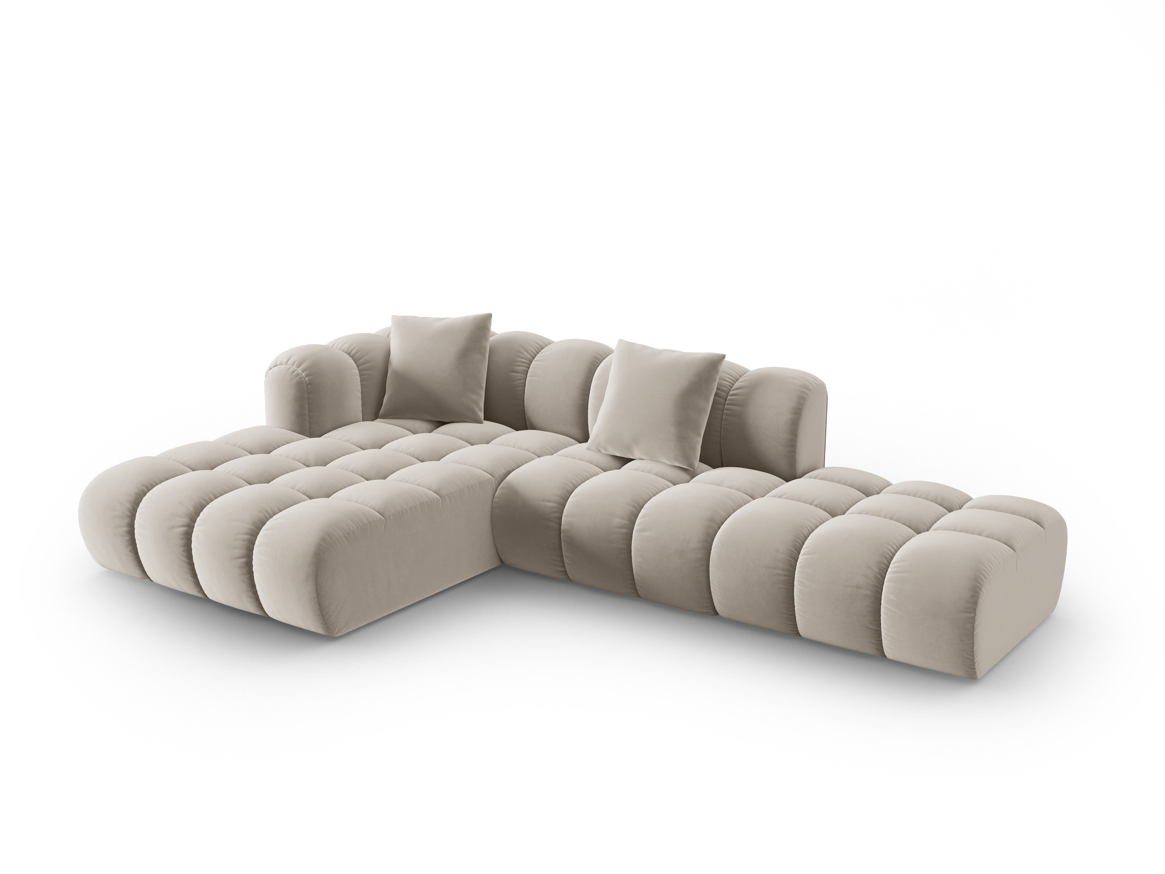 Open Left-Arm Velvet Corner Sofa ASTRO Ecru
