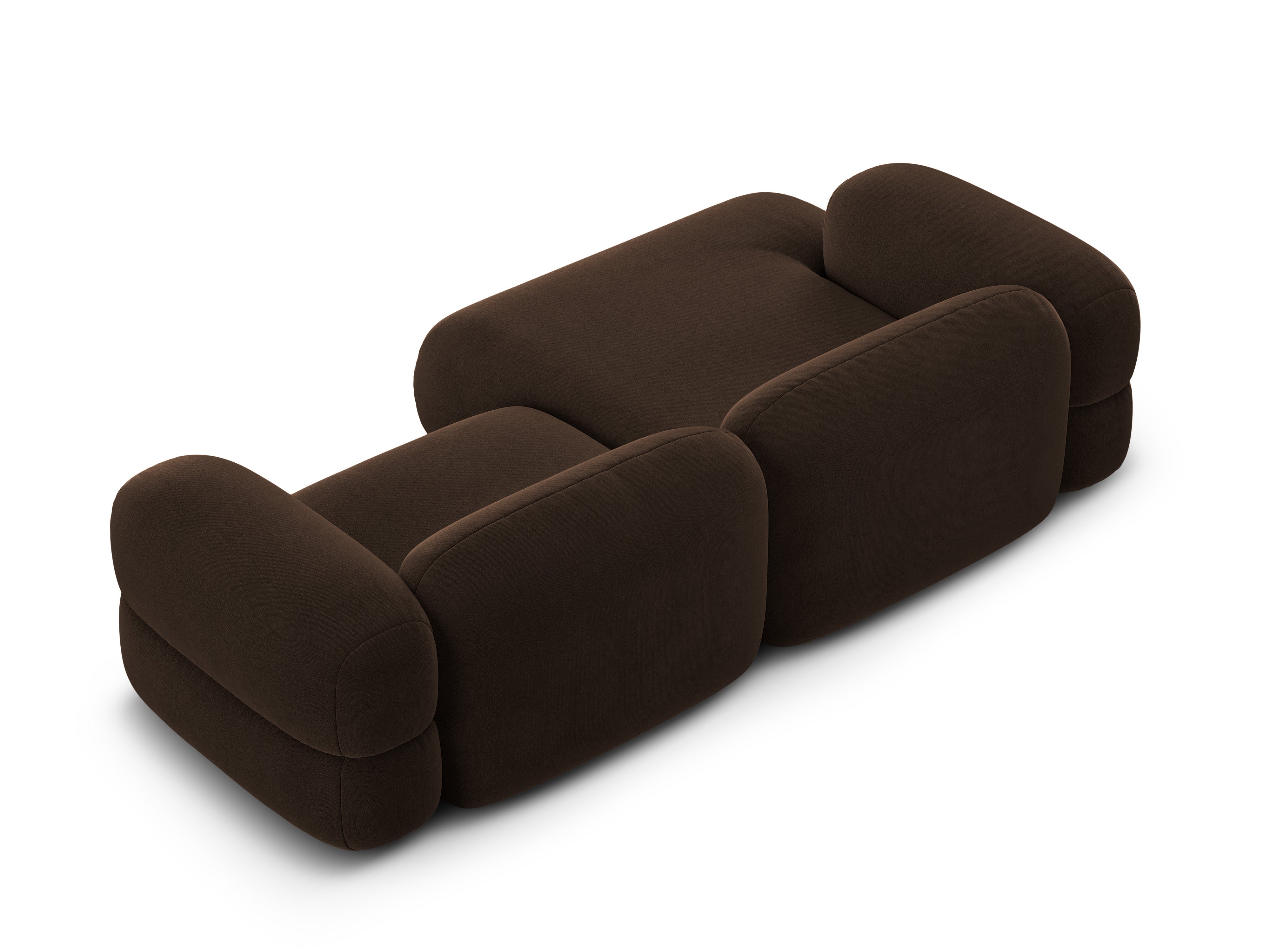 Fluwelen hoekbank links ROGER chocolade