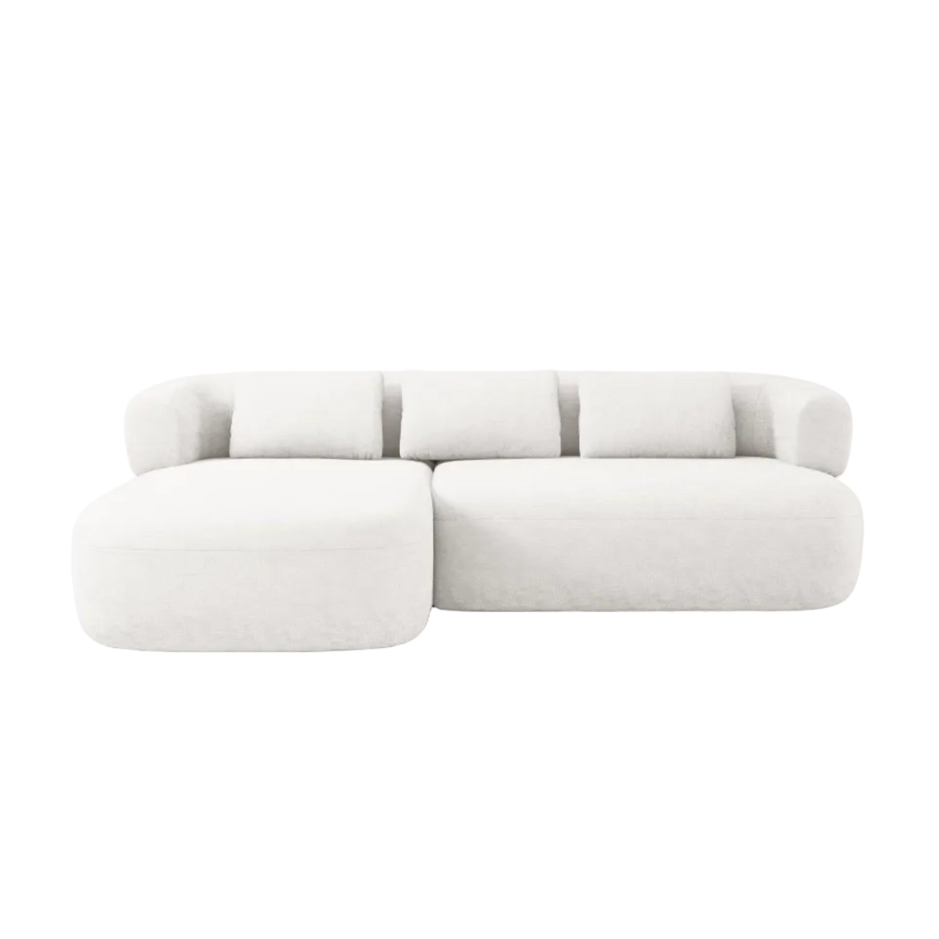 Driepersoons linkerhoekbank ALDRIN lichtbeige chenille