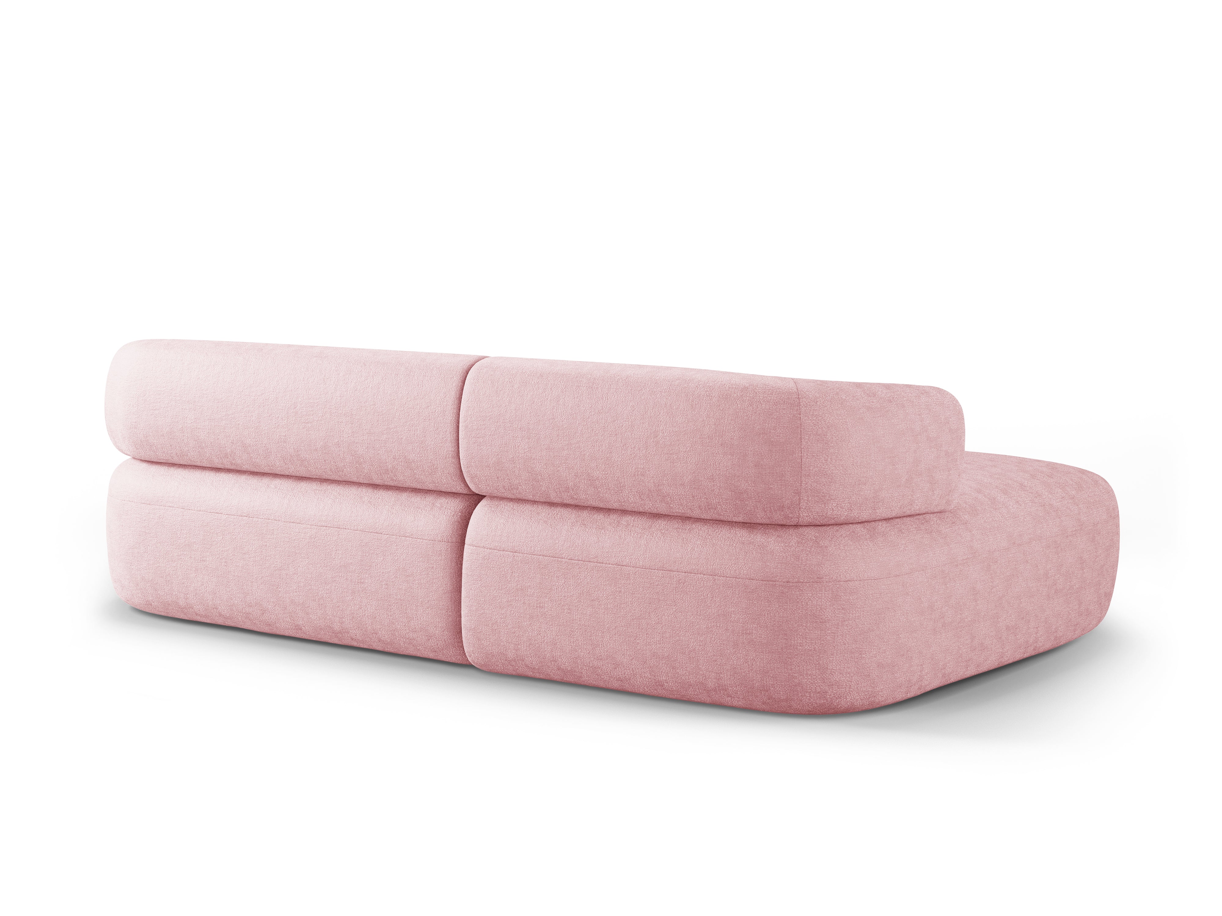 Driepersoons linkerhoekbank ALDRIN in roze chenille