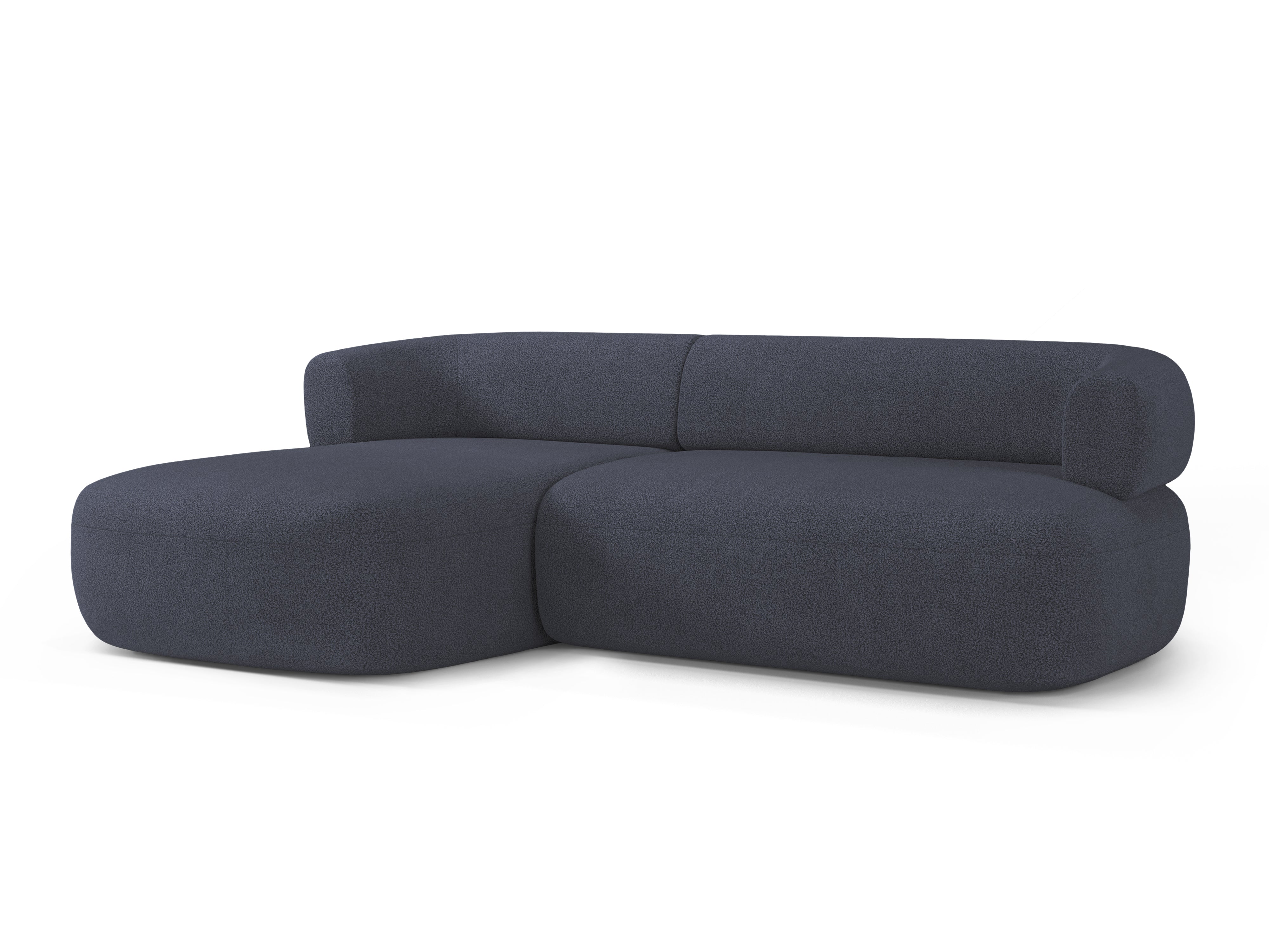 Driepersoons linkerhoekbank ALDRIN in marineblauwe boucle.
