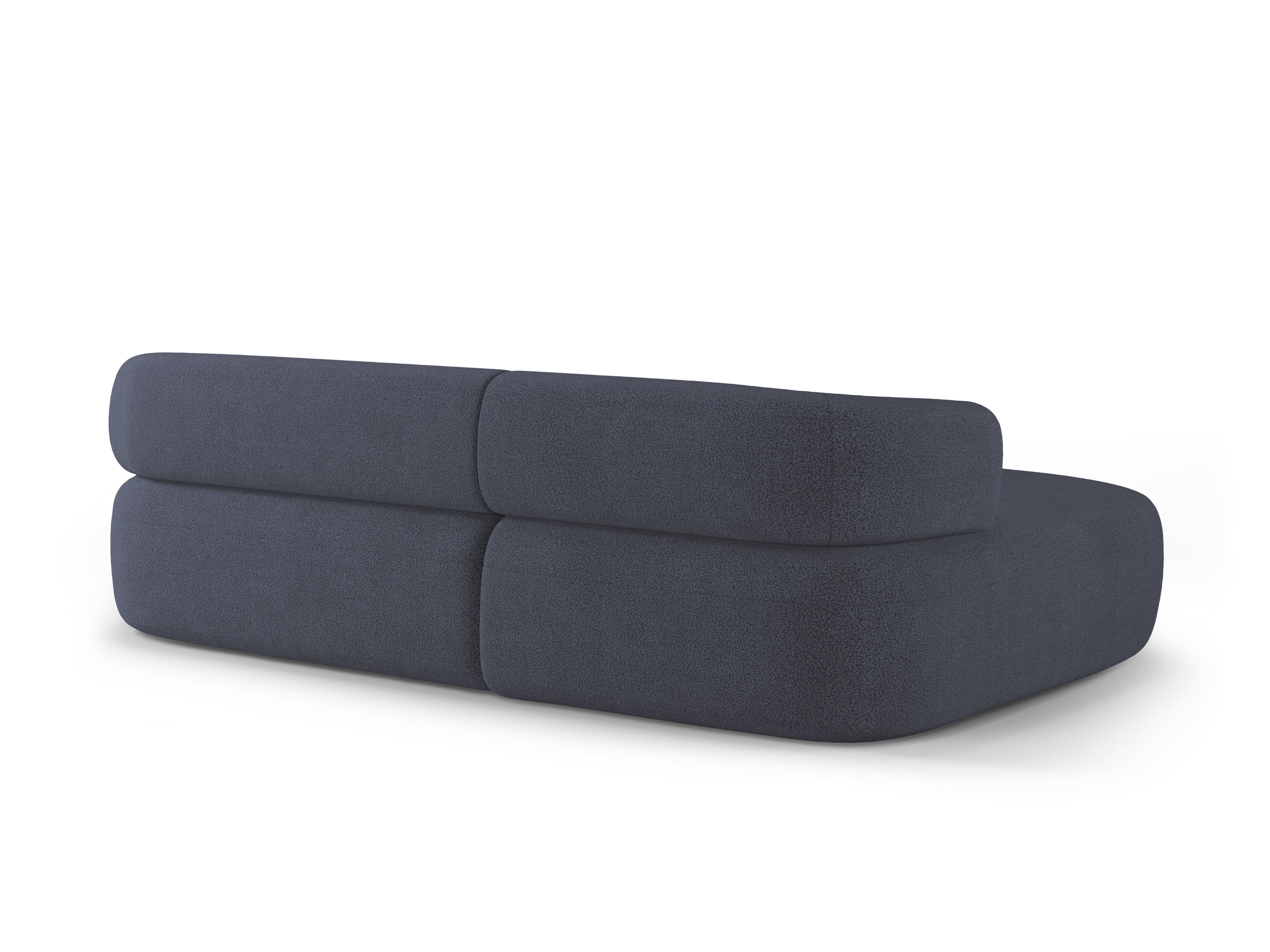 Driepersoons linkerhoekbank ALDRIN in marineblauwe boucle.