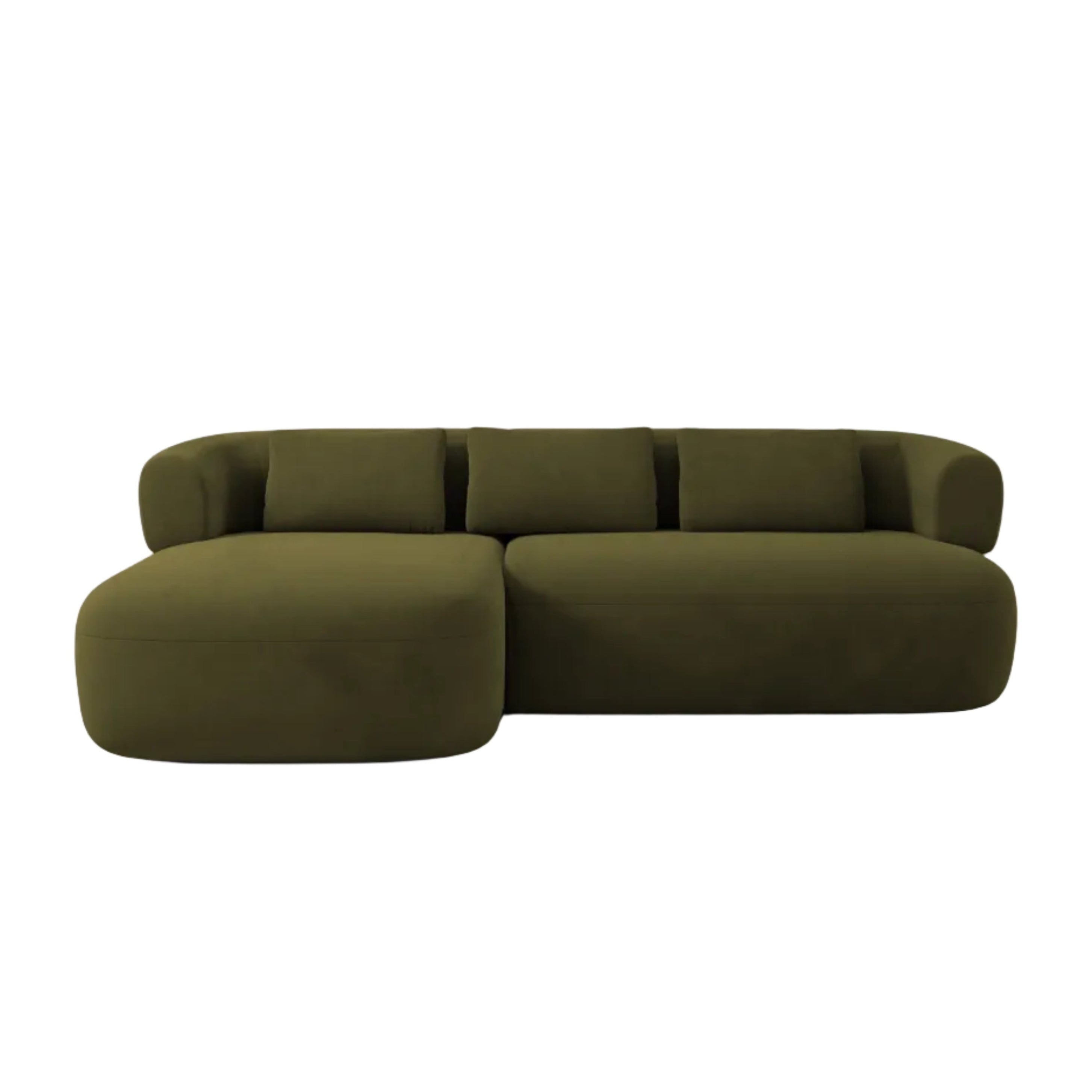 Groene ALDRIN 3-zits fluwelen hoekbank links