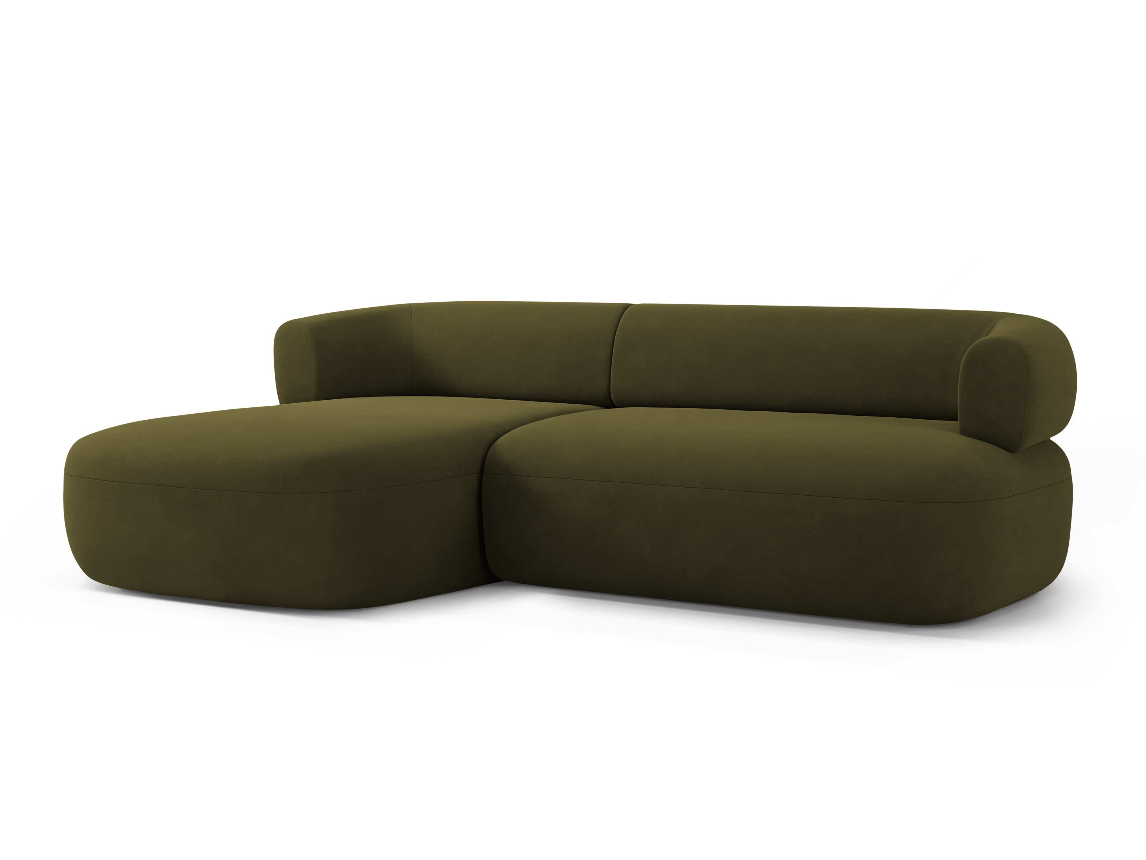 Groene ALDRIN 3-zits fluwelen hoekbank links