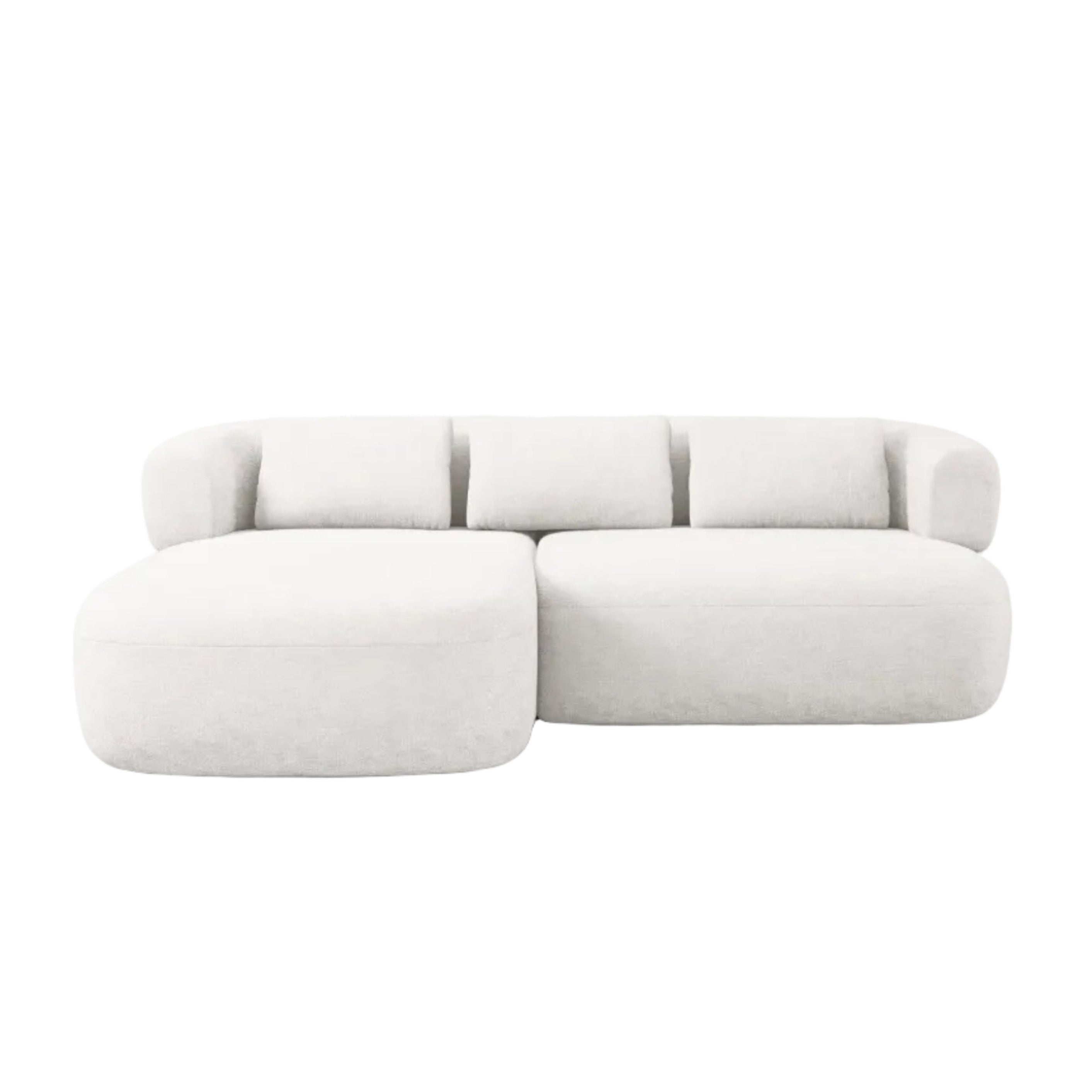 Links 2-zits hoekbank ALDRIN lichtbeige chenille