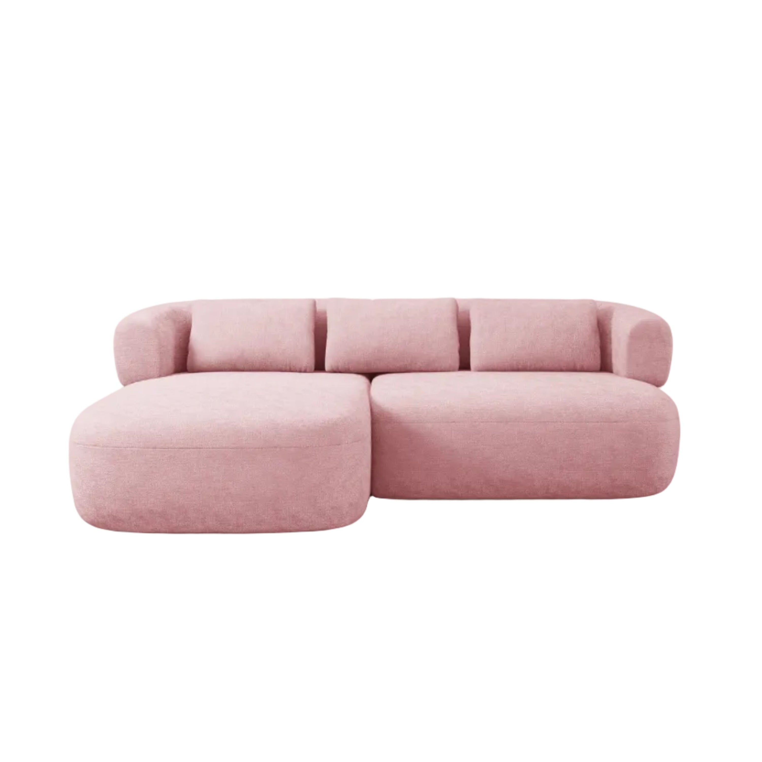 Tweepersoons linkerhoekbank ALDRIN in roze chenille