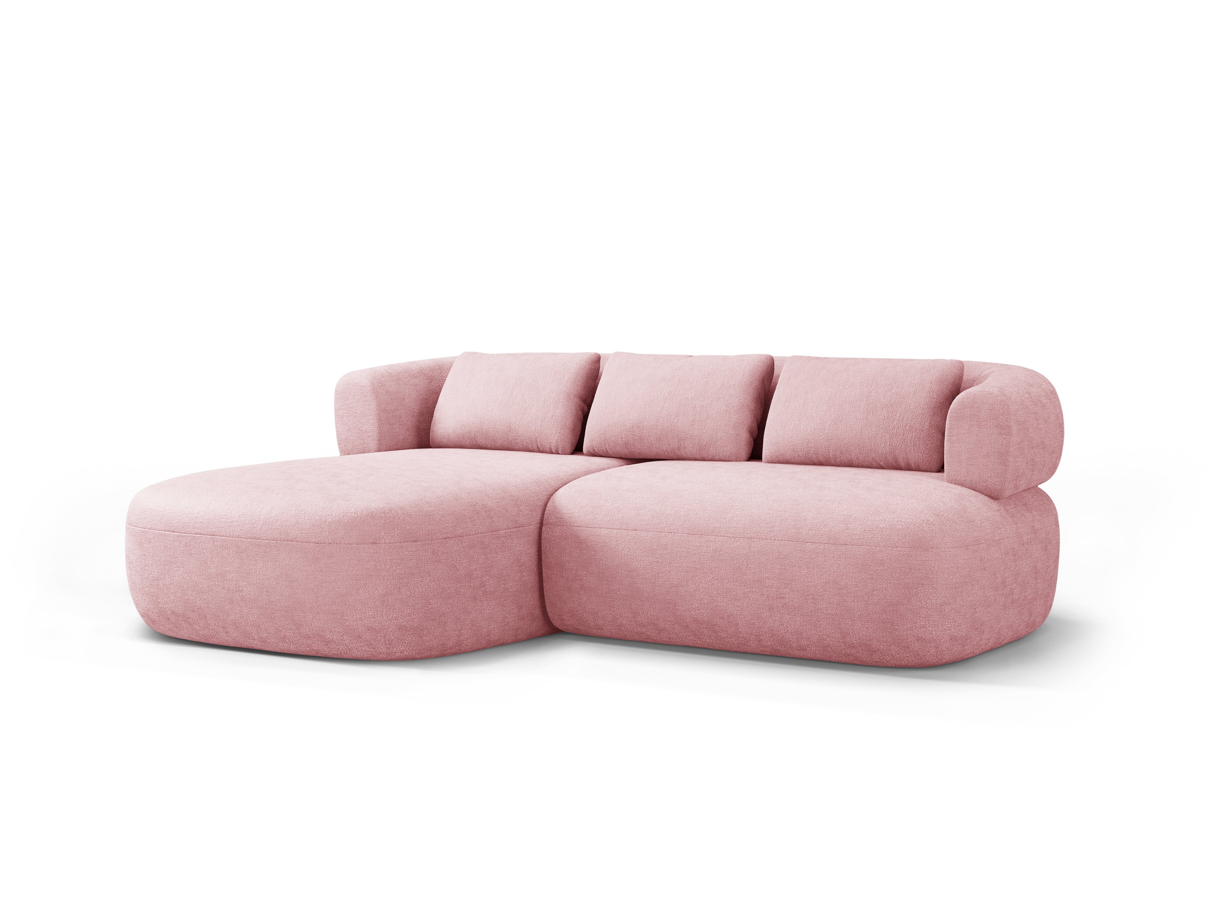 Tweepersoons linkerhoekbank ALDRIN in roze chenille